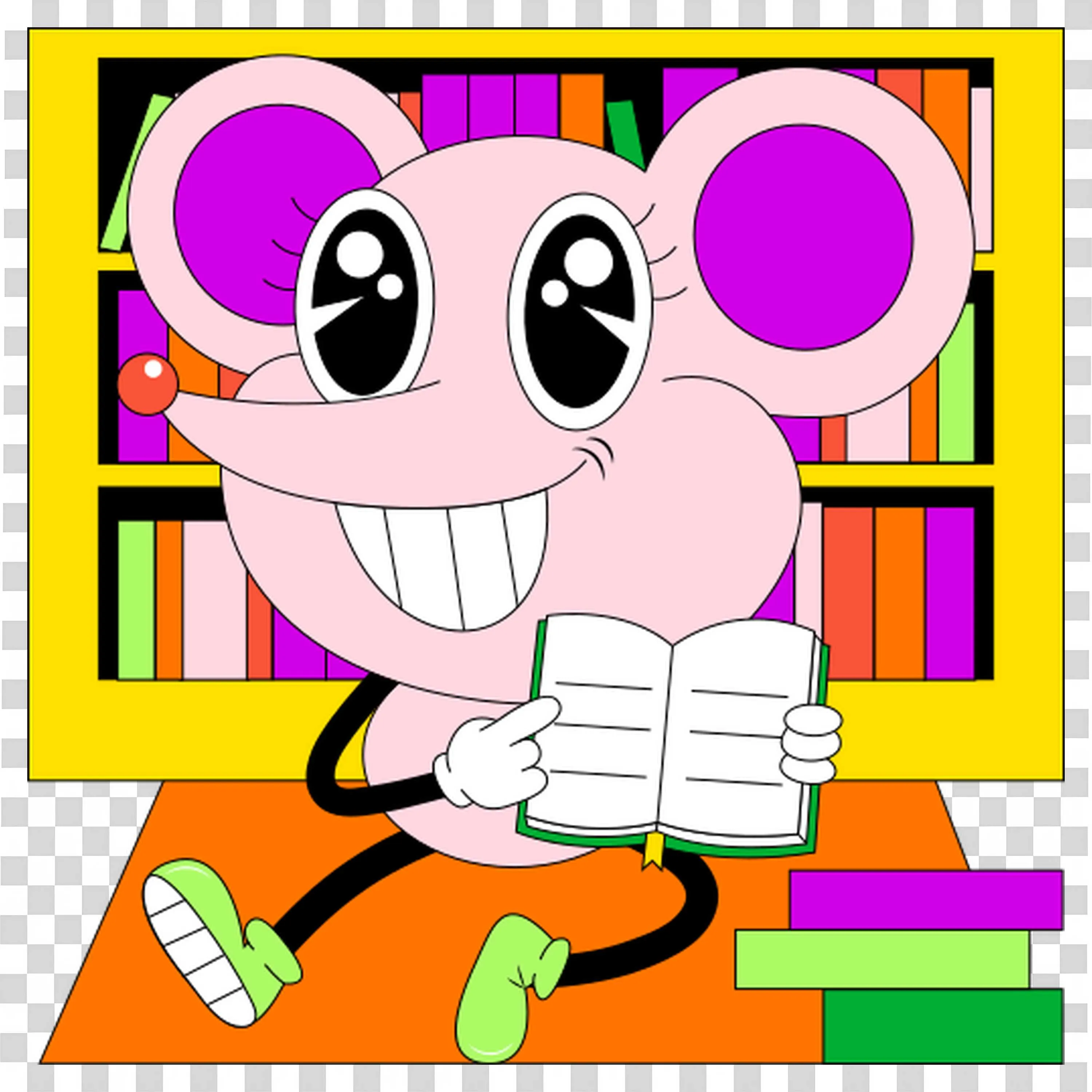Happy Monkey Studies Books and Enjoys Colorful Class