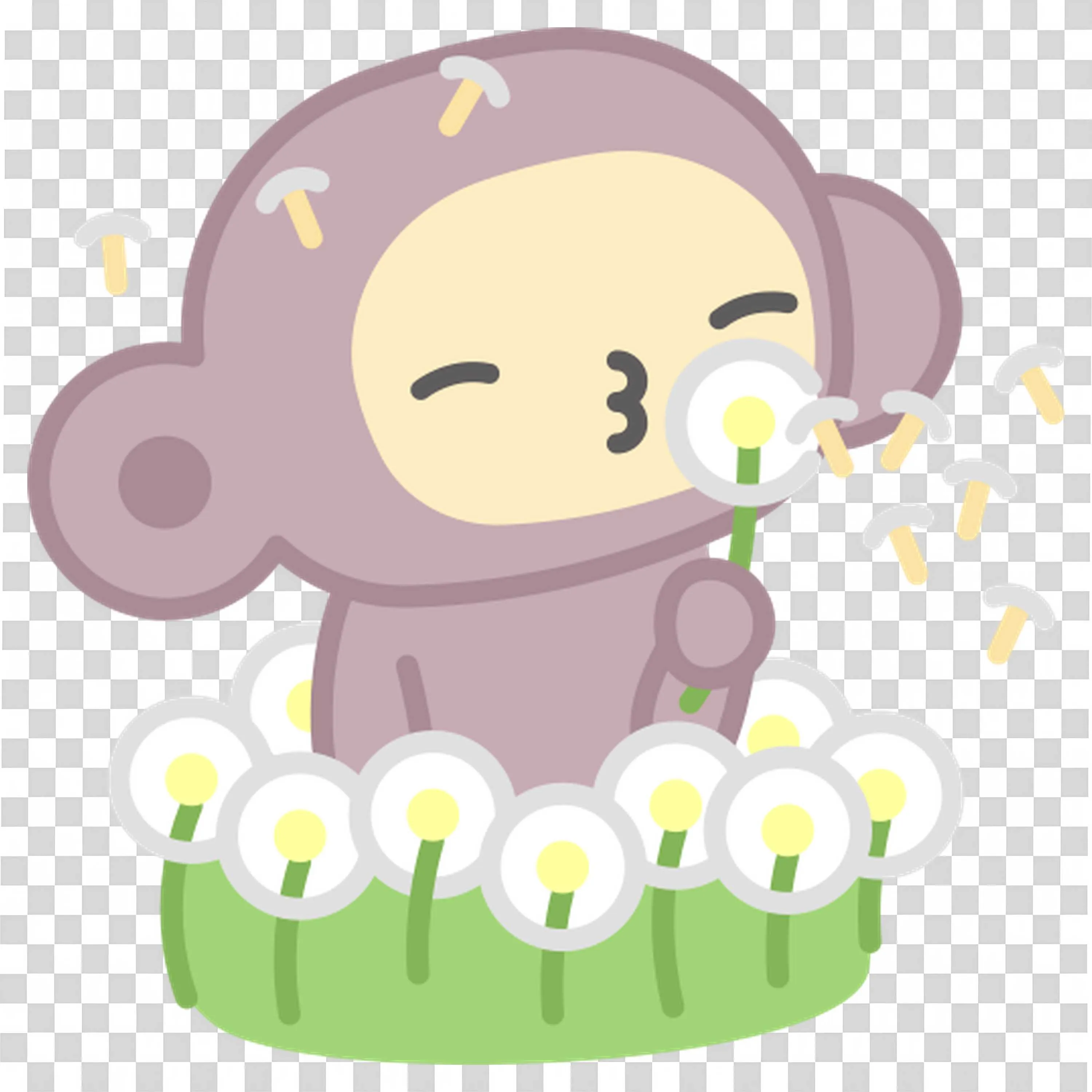 Happy Monkey Surrounded By Dandelion Flowers Free PNG