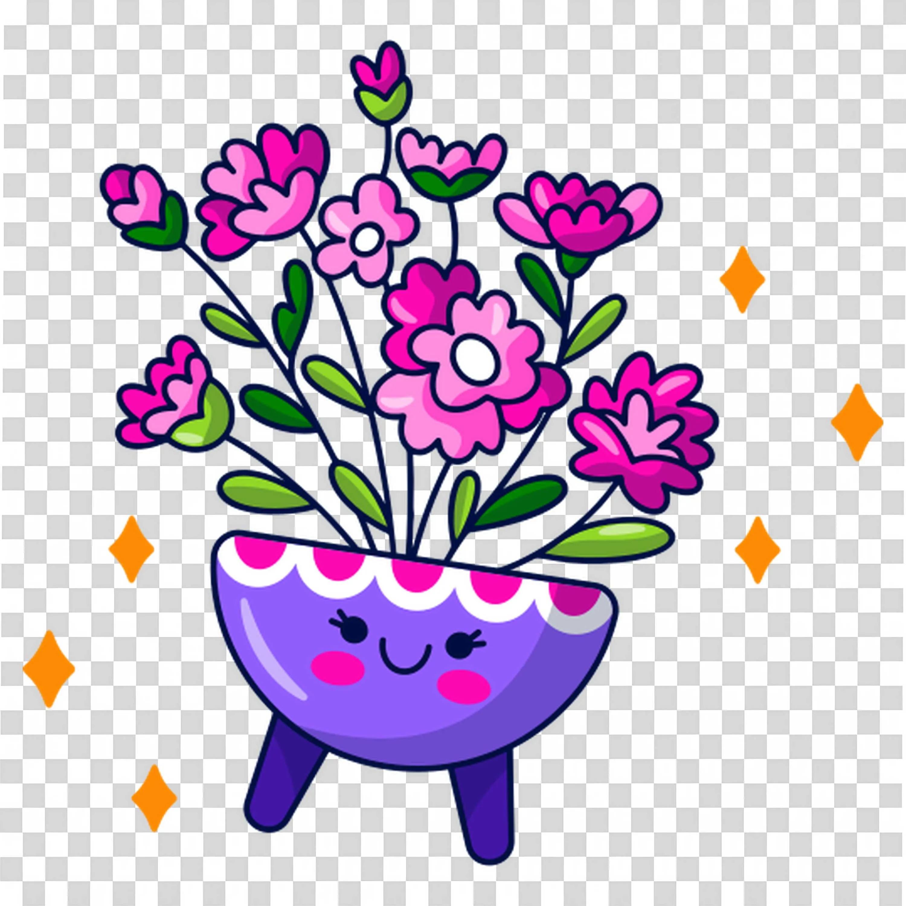 Happy Purple Pot Filled with Pink and Purple Flower Bouquet
