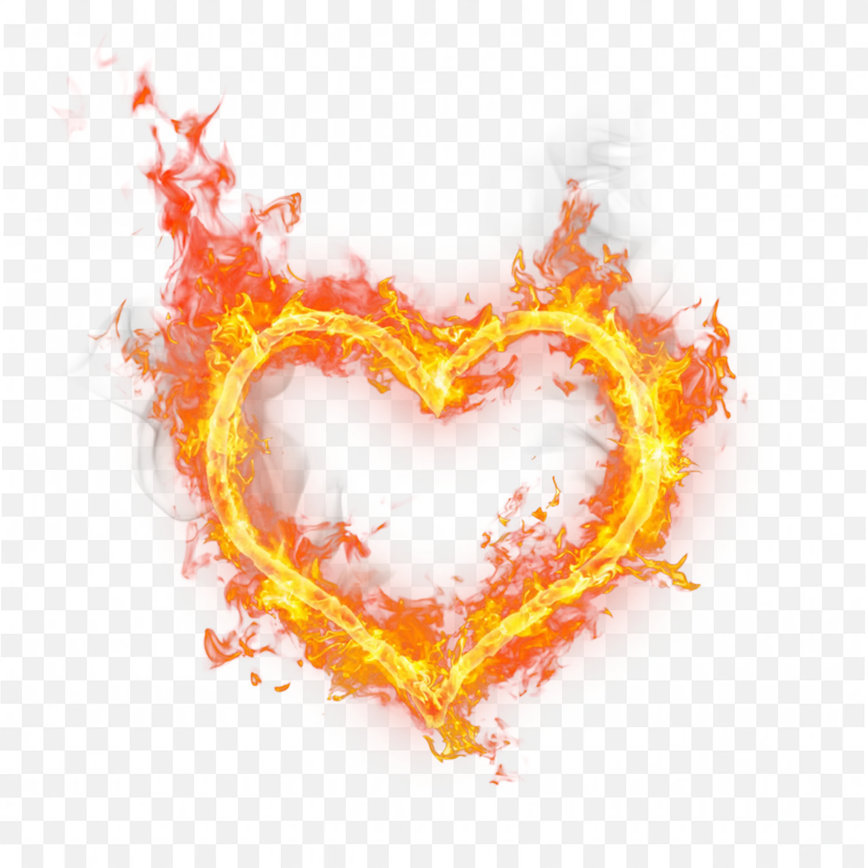Heart Shaped Fire Flame PNG Image Free Download Transparent