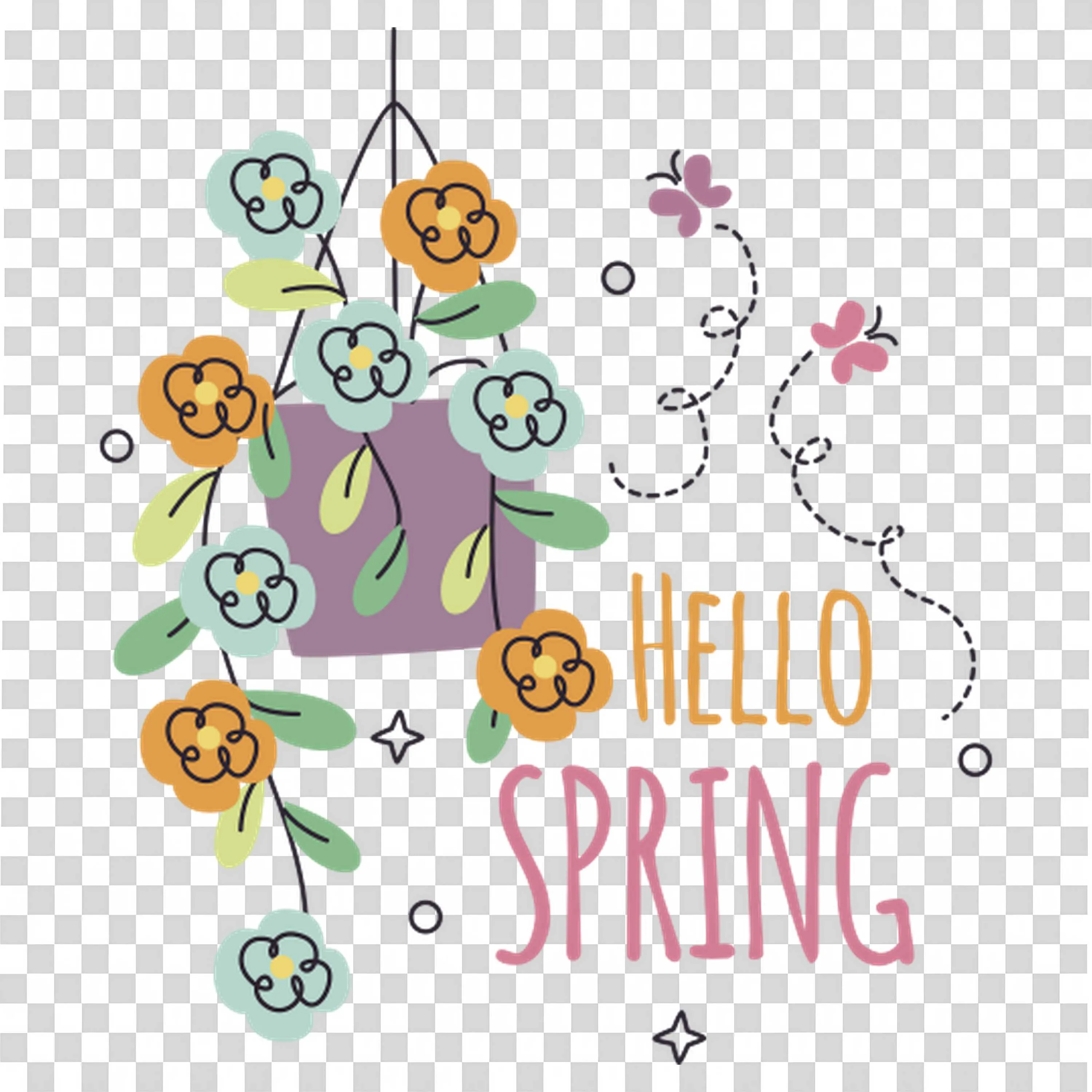 Hello Spring Sign Celebrates Floral Renewal Free PNGImage