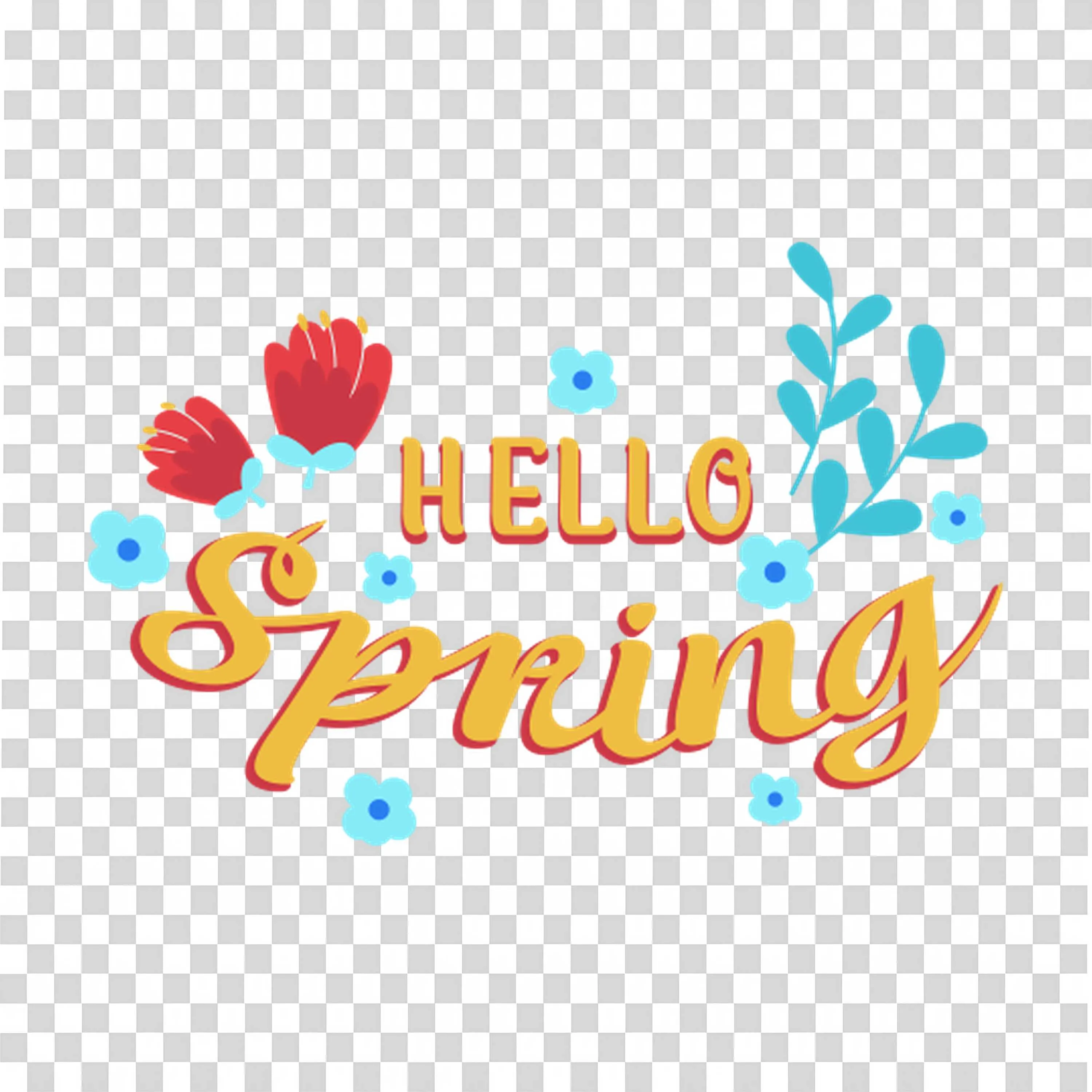 Hello Spring Text with Flowers Inspires Renewal Free PNG