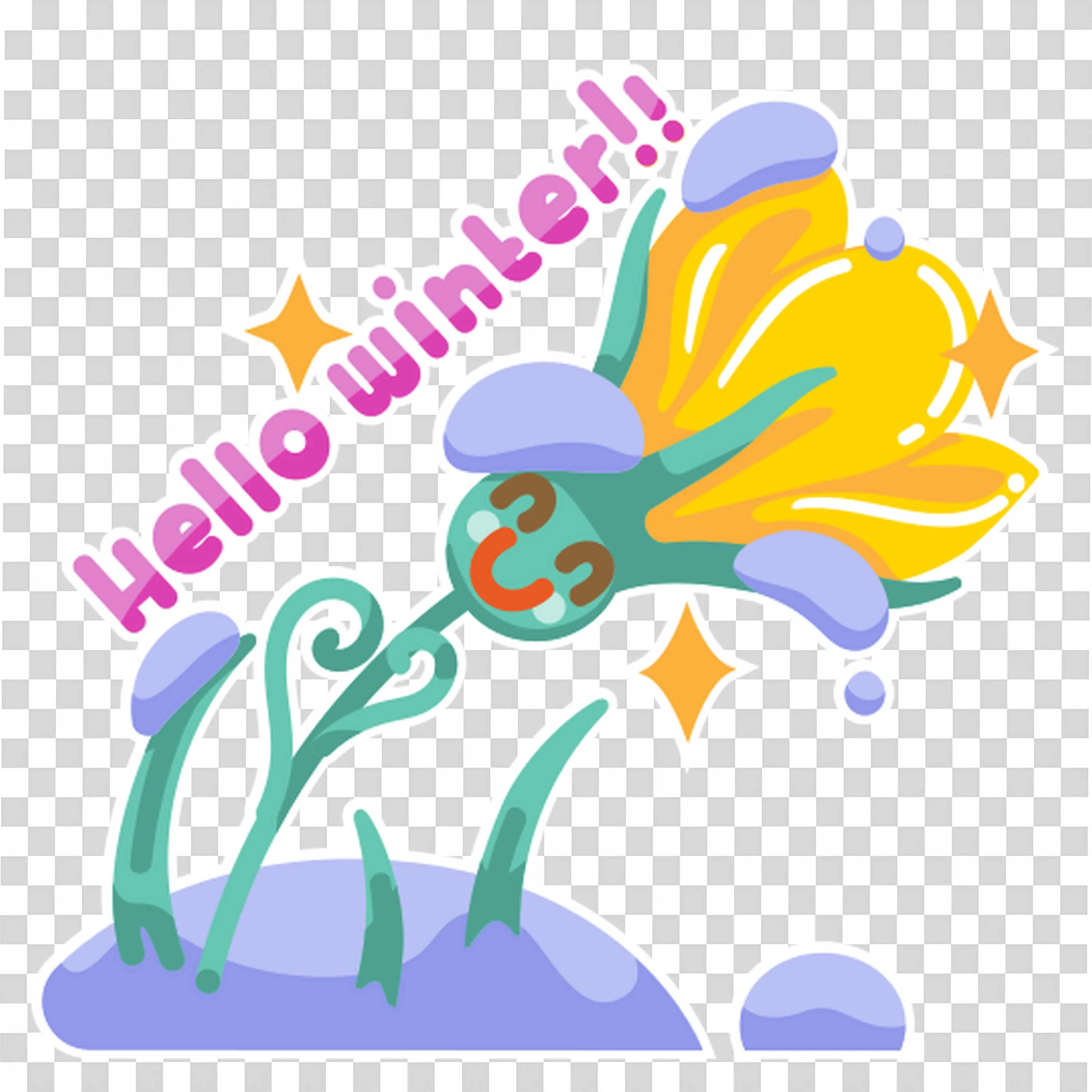 Hello Winter Message with Flower Brings Hope Free PNG