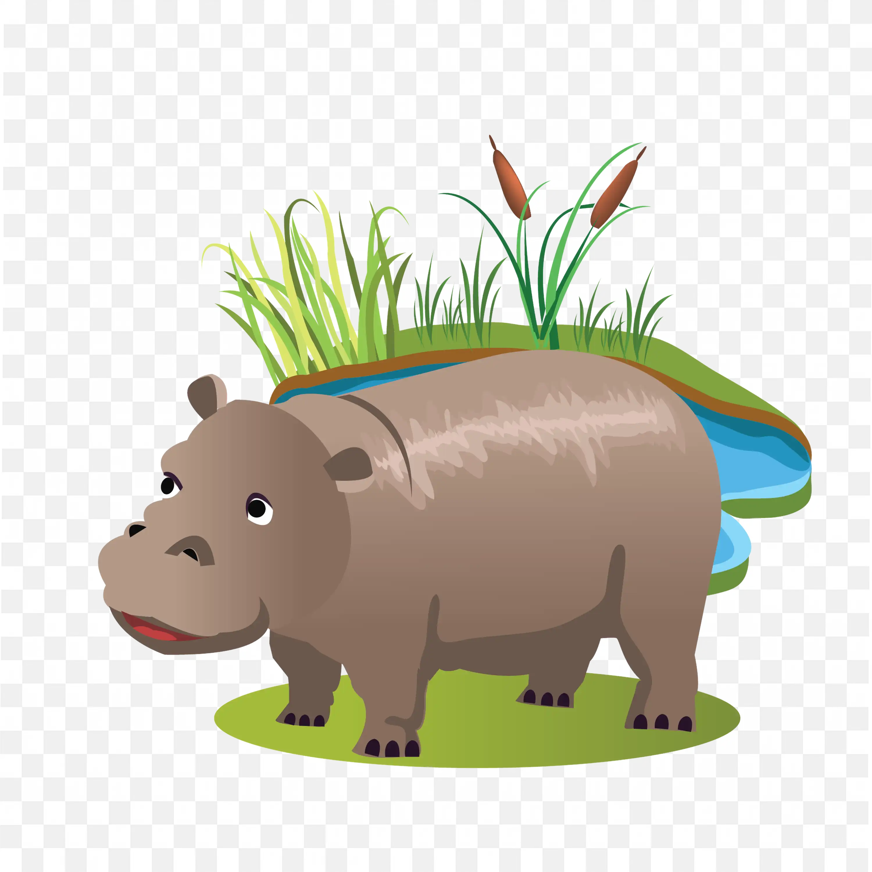 Hippopotamus Cartoon PNG Cute Animal Clipart Download