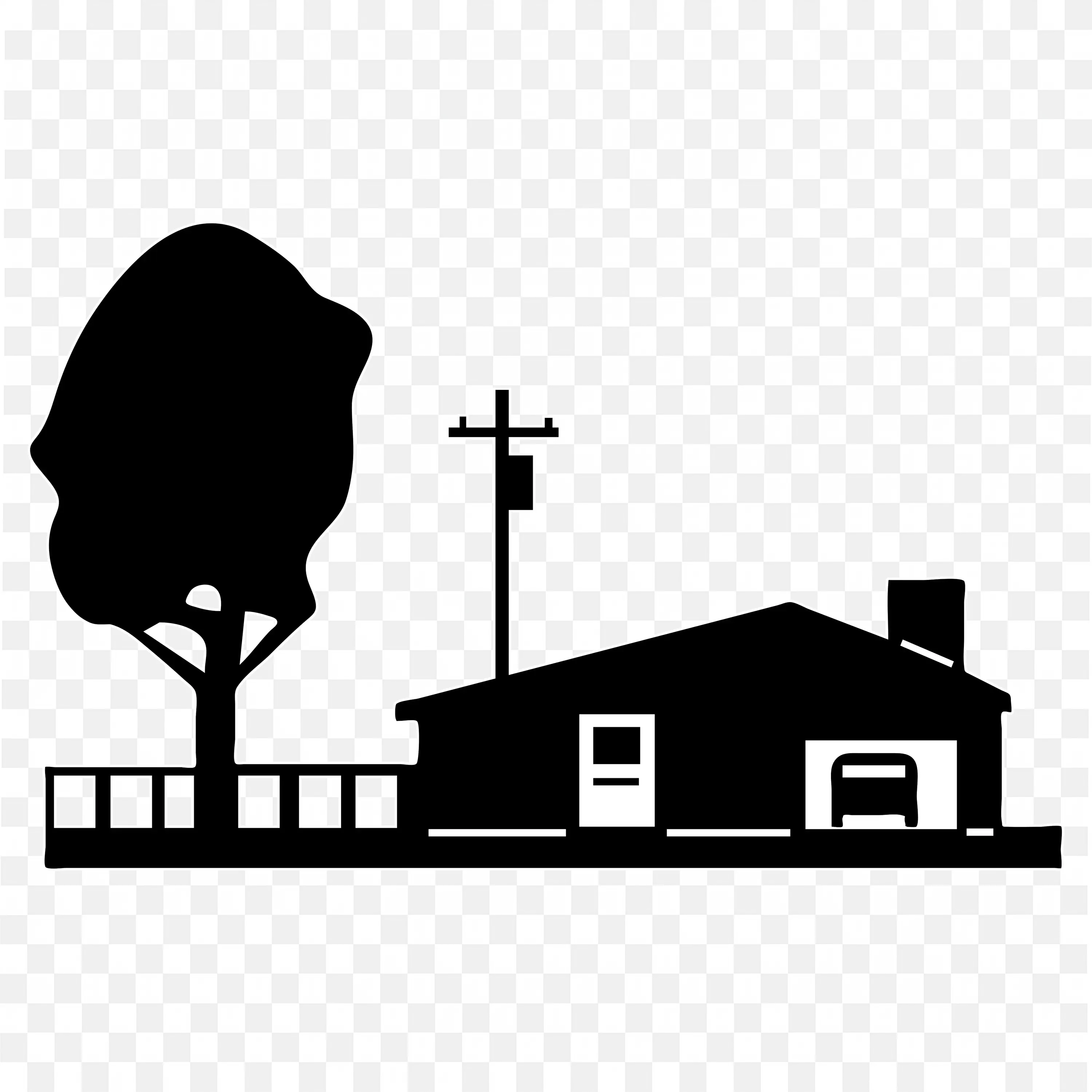 Home Silhouette Line Art Minimalist Vector Illustration