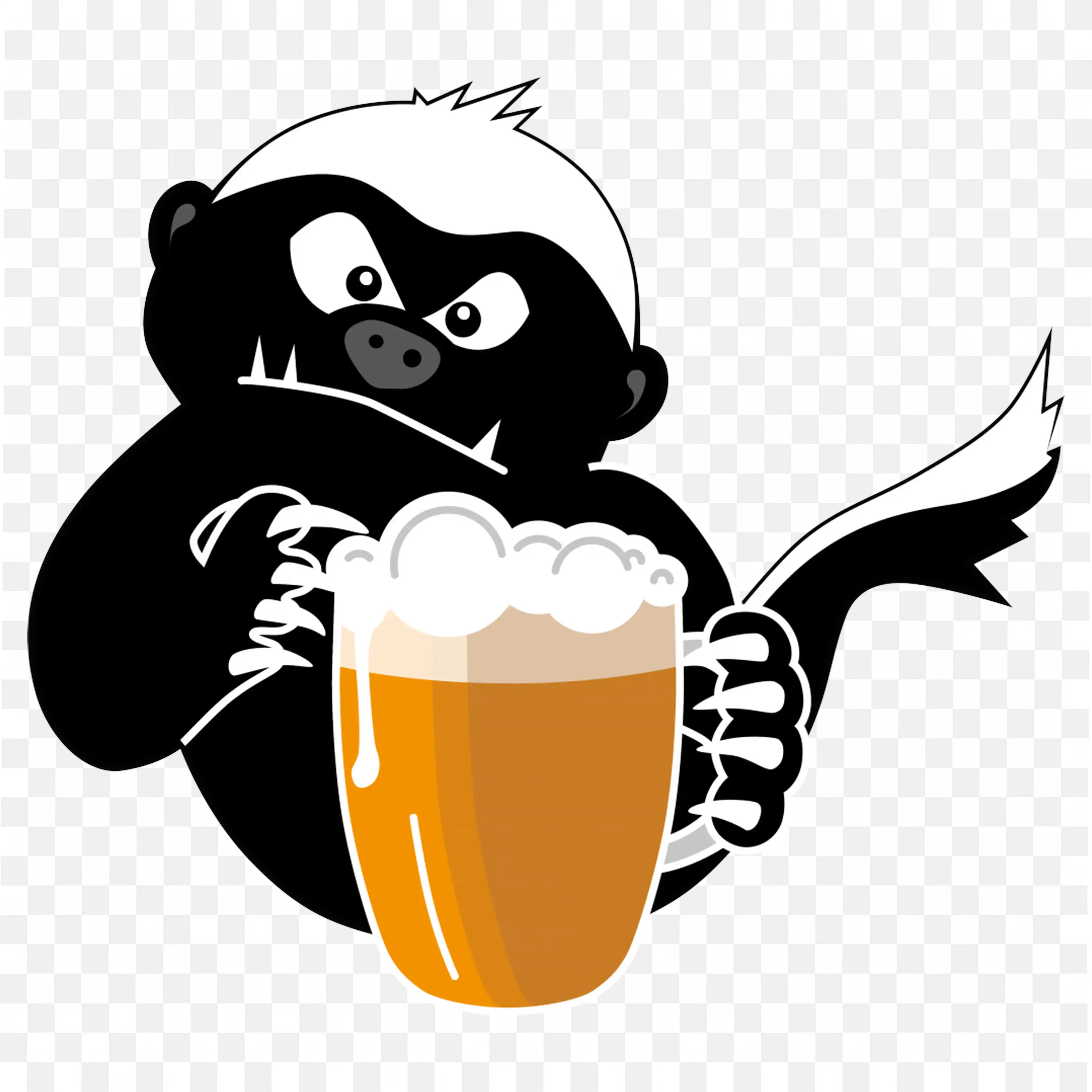 Honey Badger with Beer Clip Art Funny Animal Nature Art