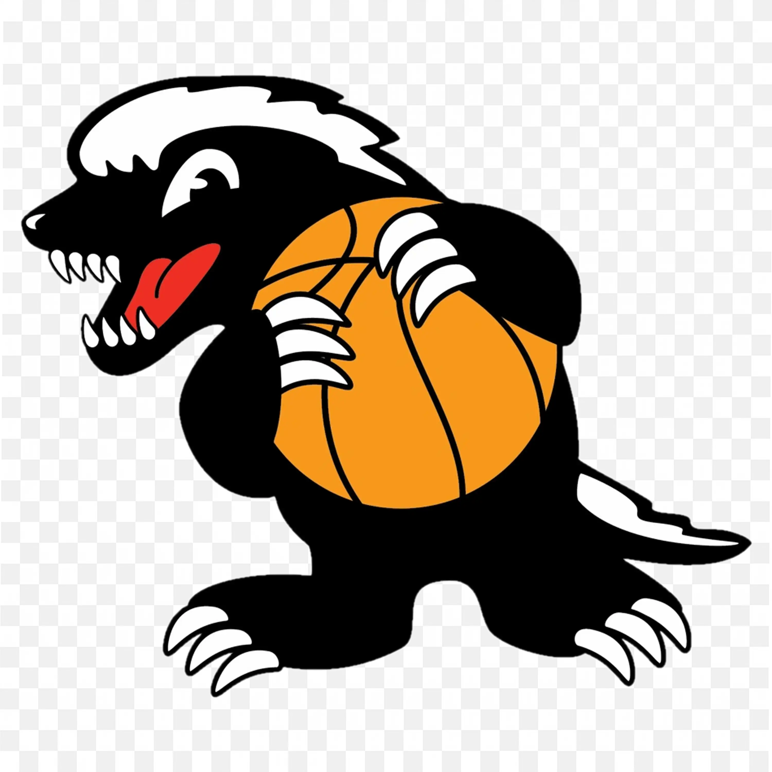 Honey Badger Holding Basketball Stylized Sports Graphic PNG
