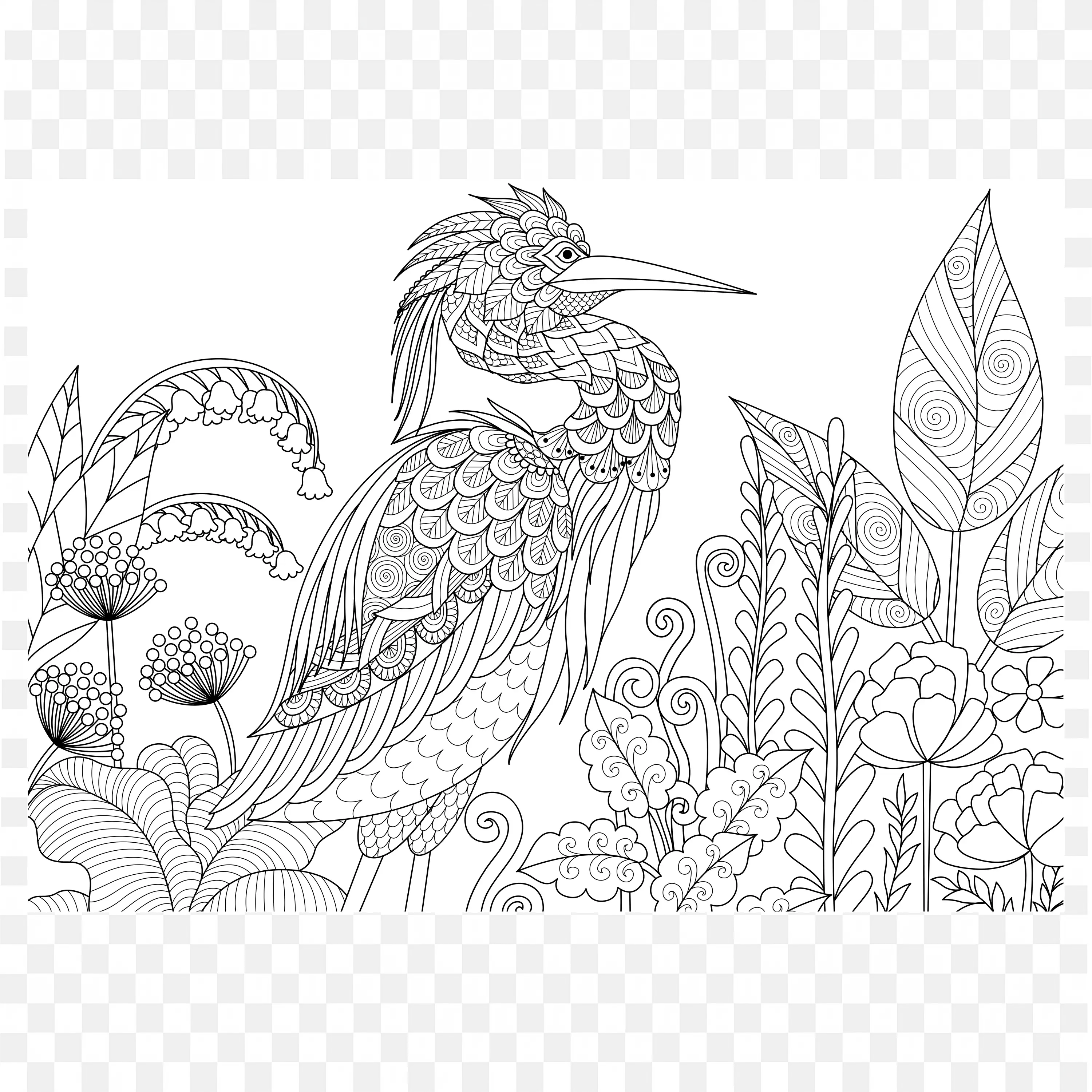 Humming Bird Design Adult Coloring Book Stock Vector Art PNG