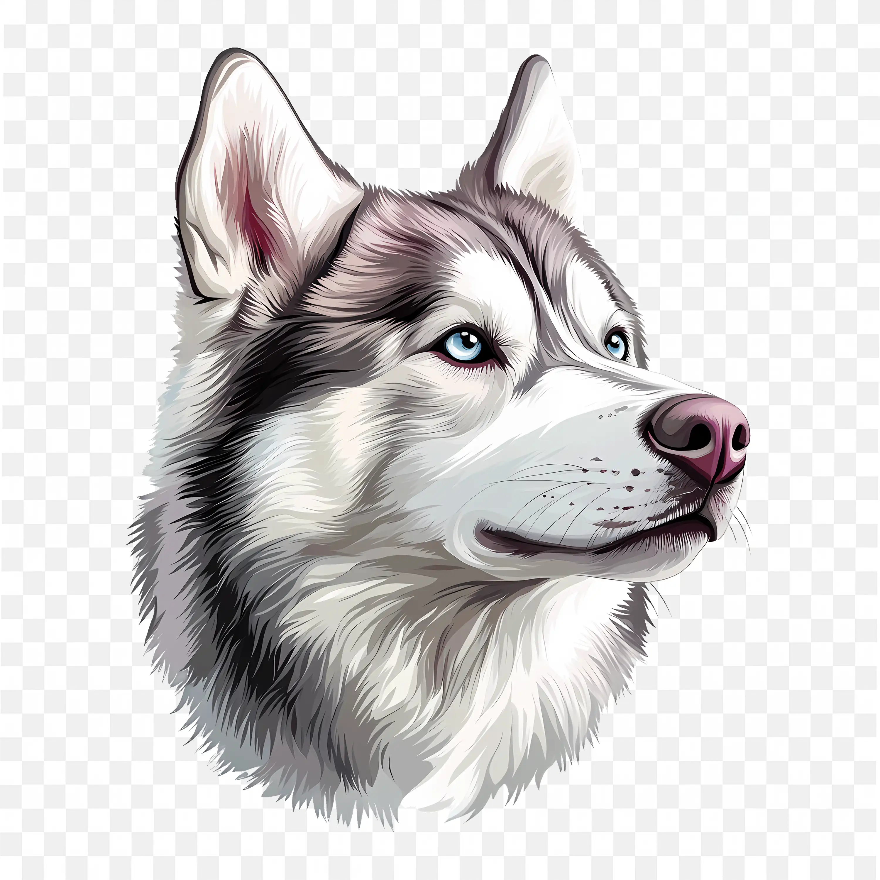 Husky Dog Head Illustration Transparent PNG Portrait