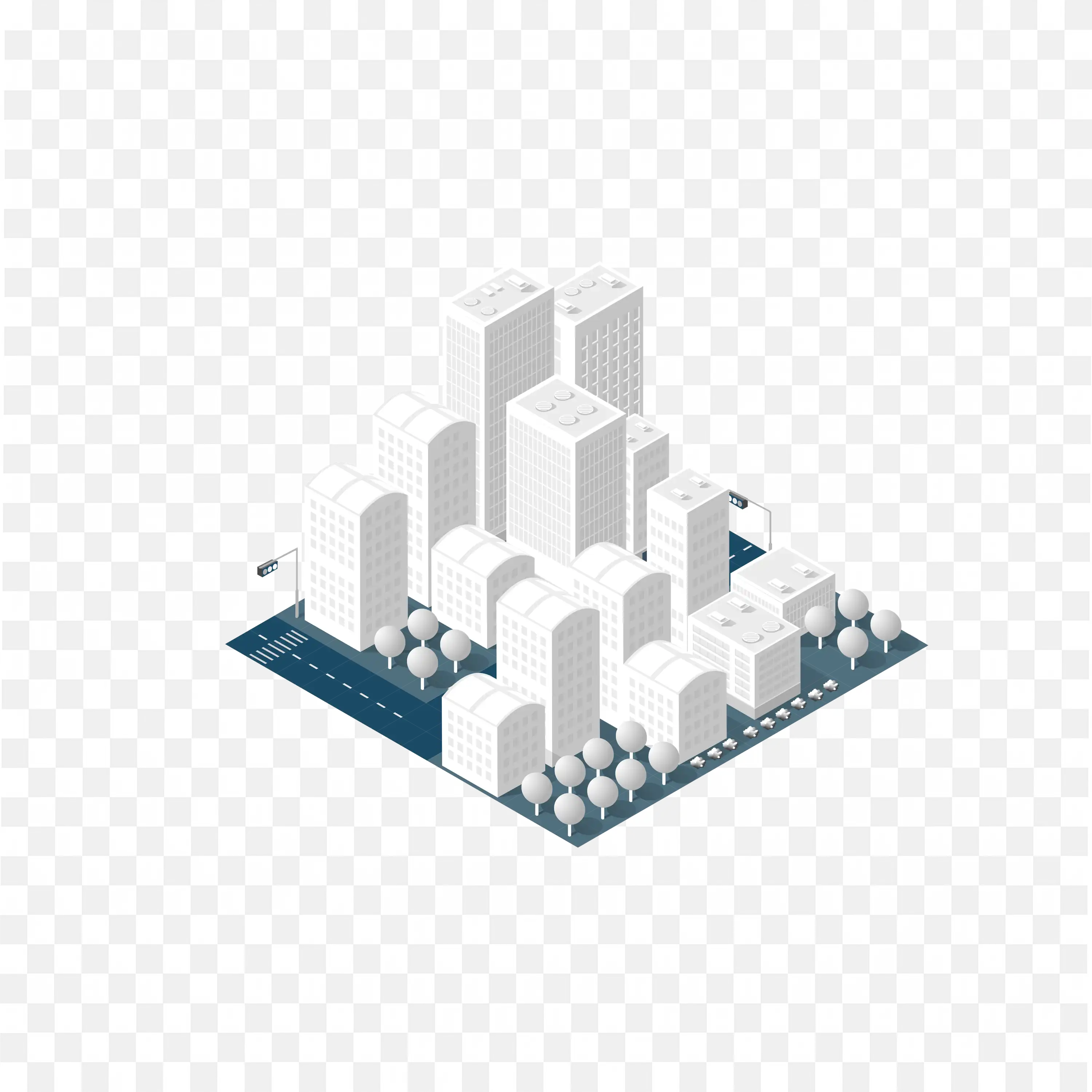 Isometric City PNG Urban Architecture Scene Design Graphic
