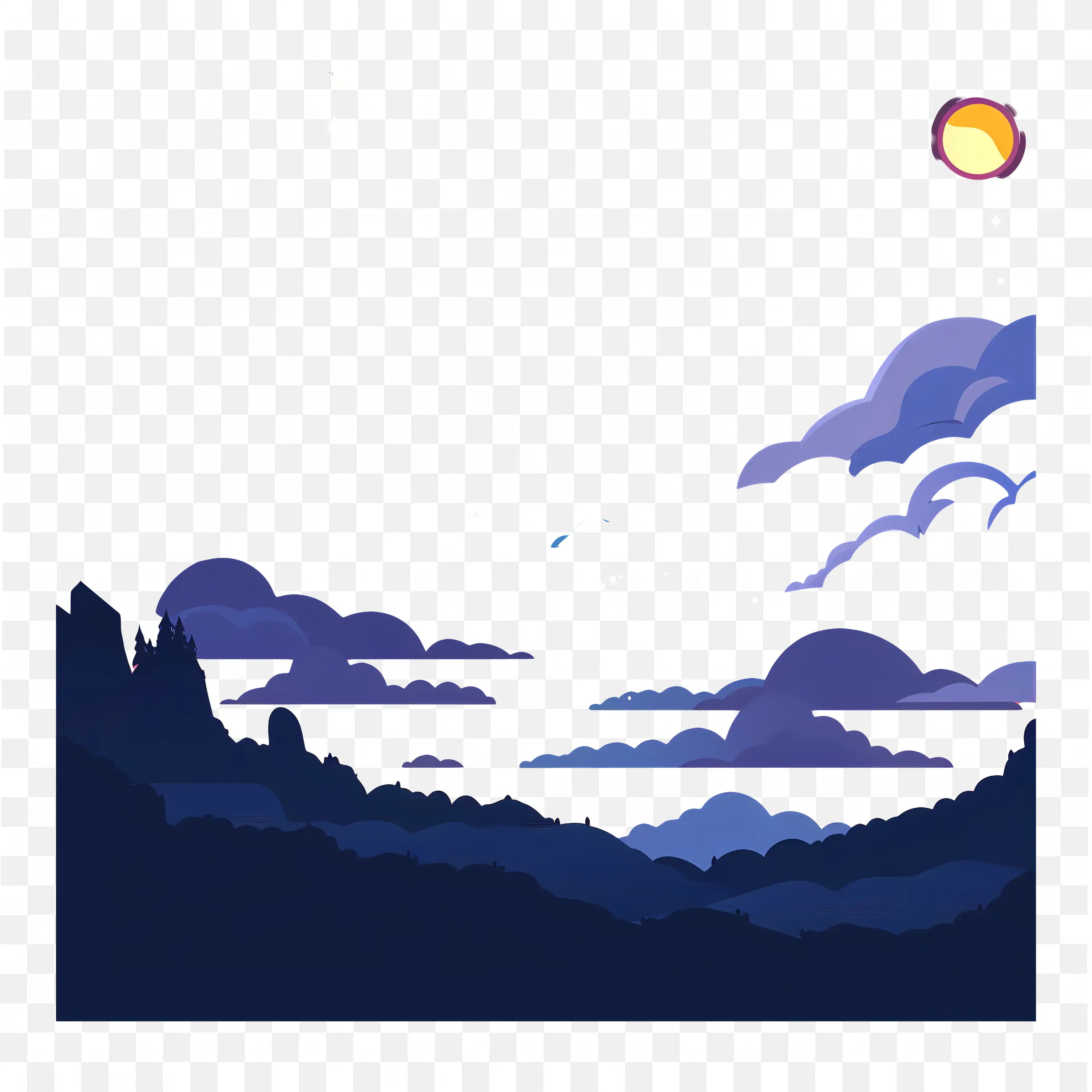 Japanese Landscape Art Clip Blue Mountains Nature Scene