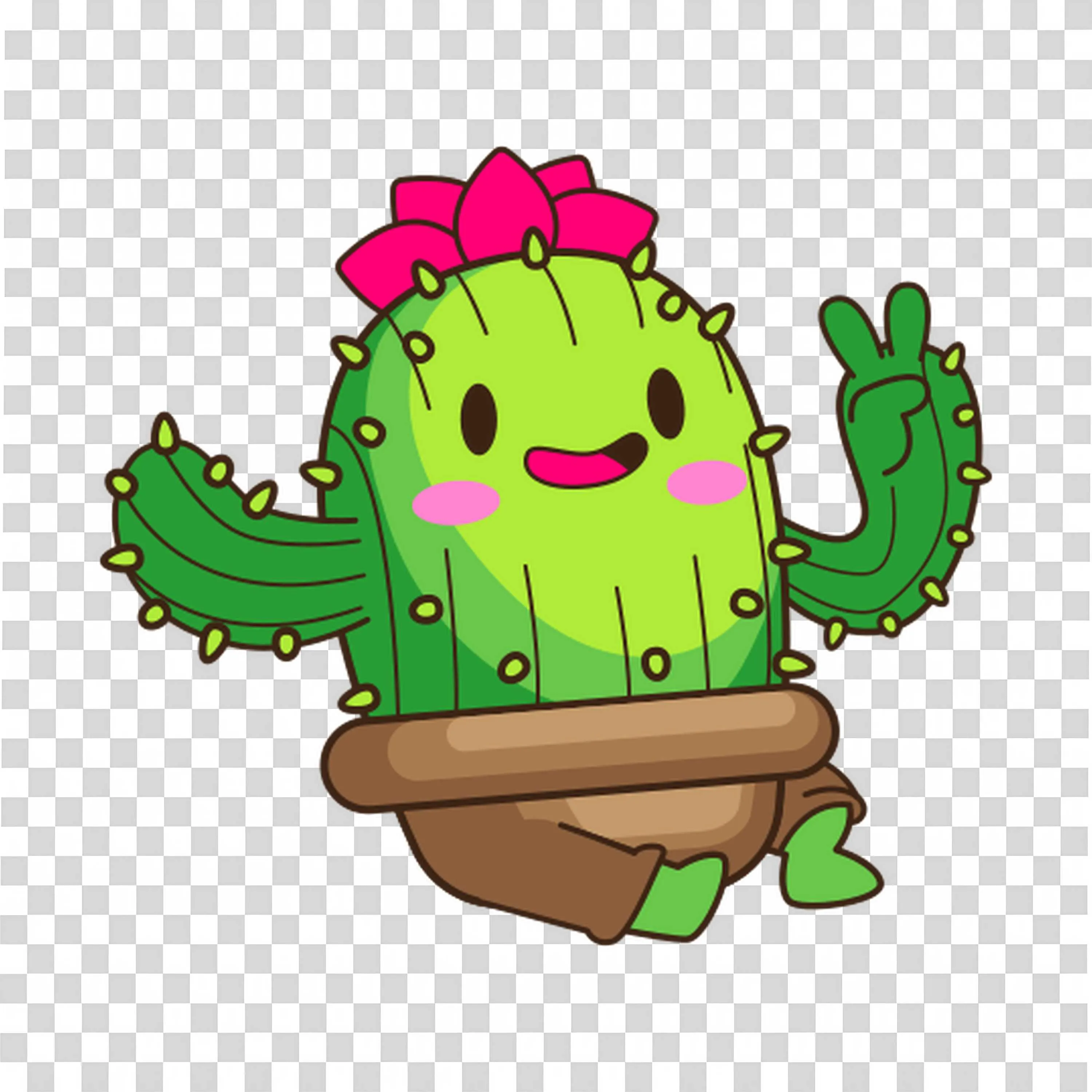Joyful Cactus with Flowers Adds Green Energy Free PNGImage
