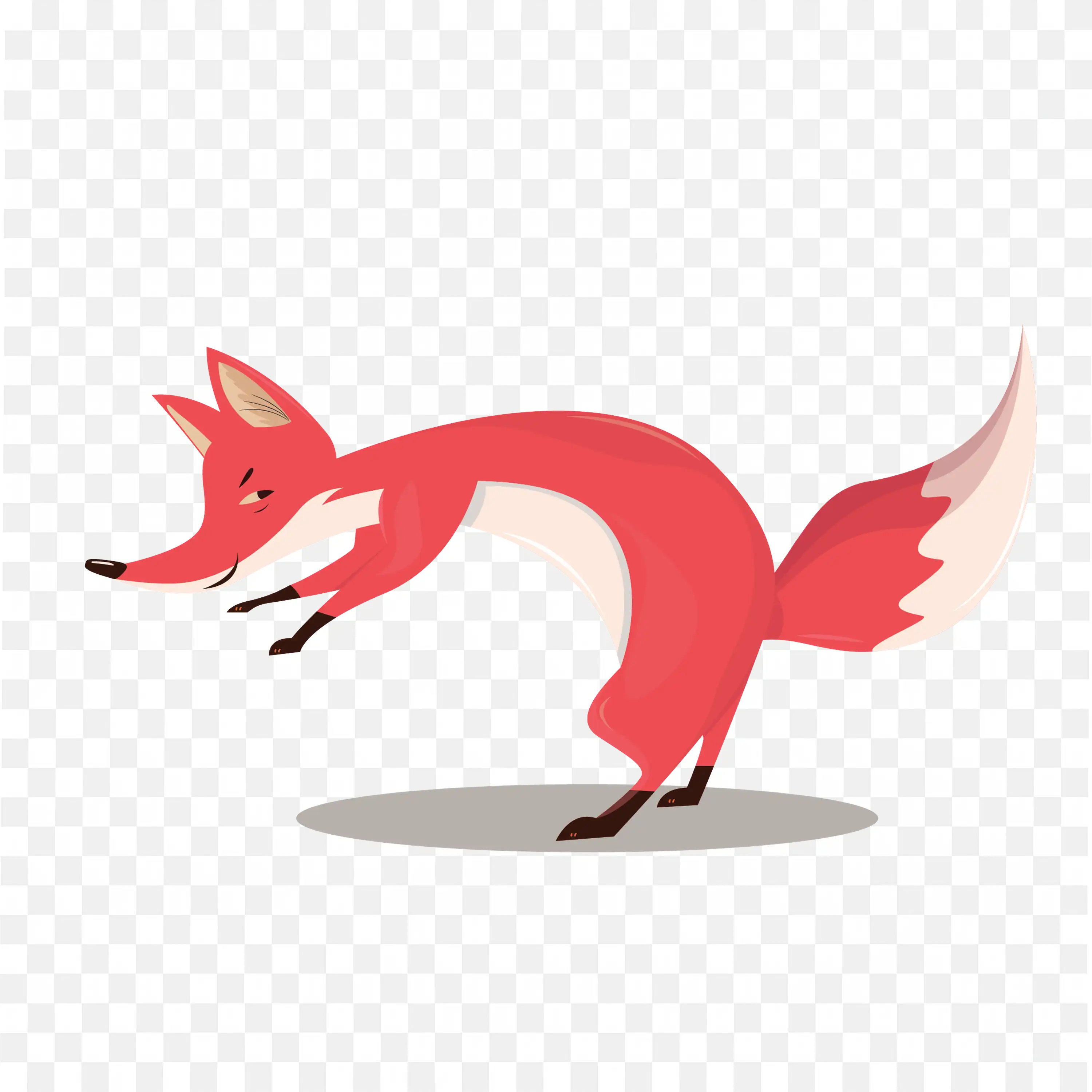 Jumping Fox PNG Leaping Red Cartoon Forest Animal