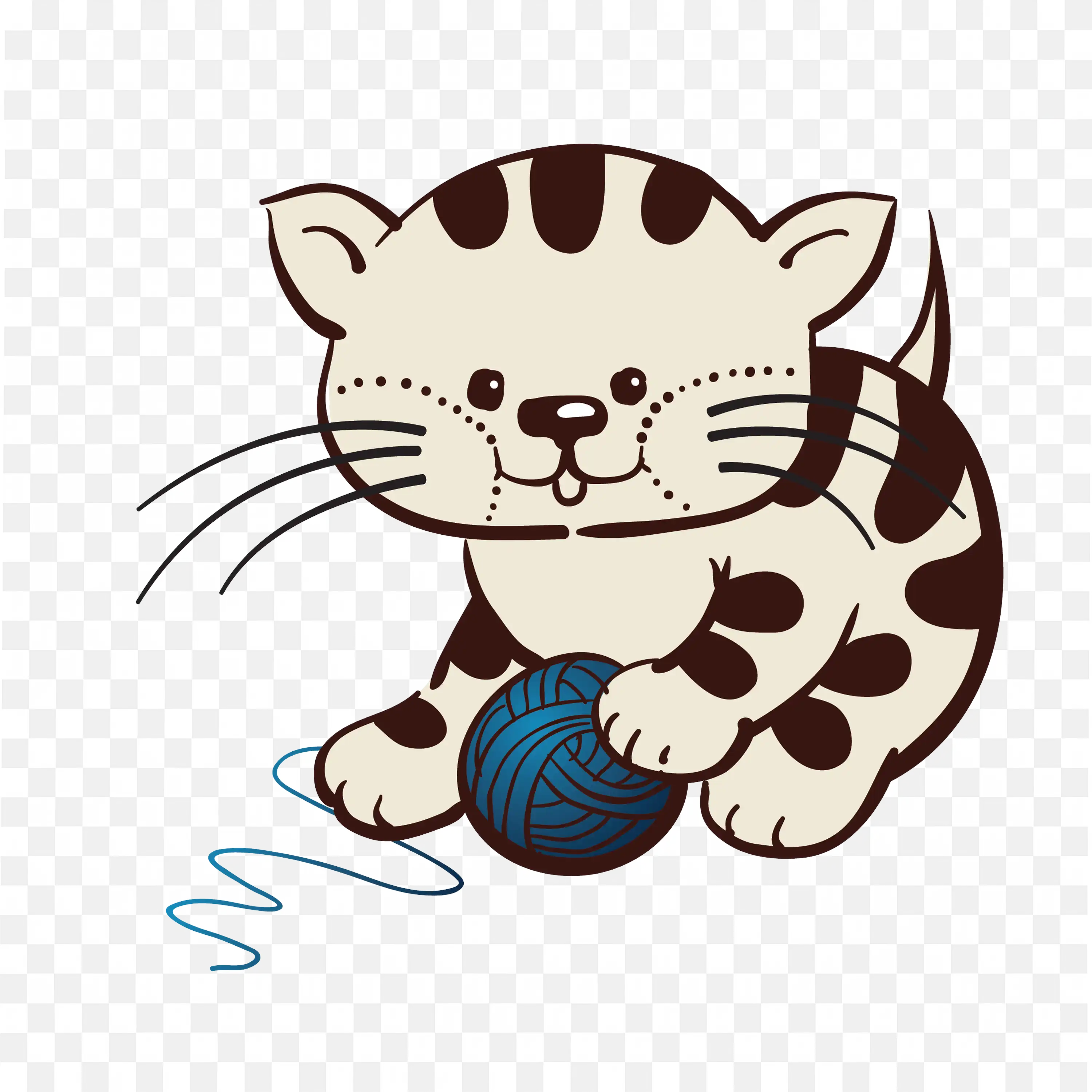 Kitten PNG Adorable Striped Cat Playing with Yarn Ball