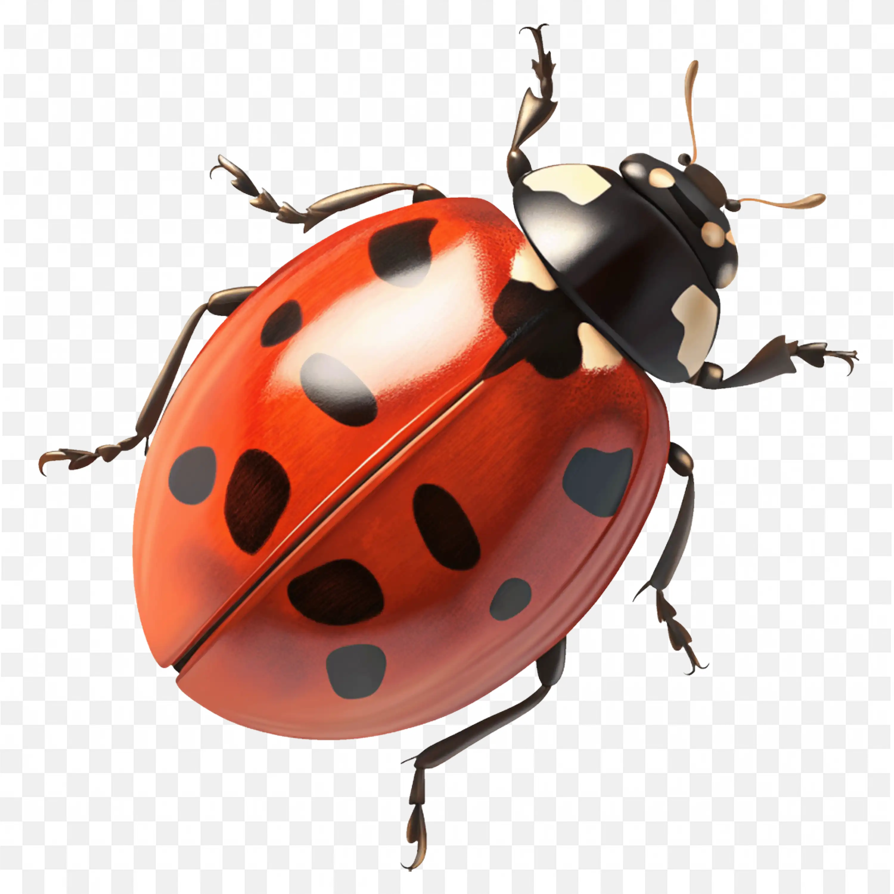Ladybug PNG Red Beetle with Black Spots Closeup Clipart