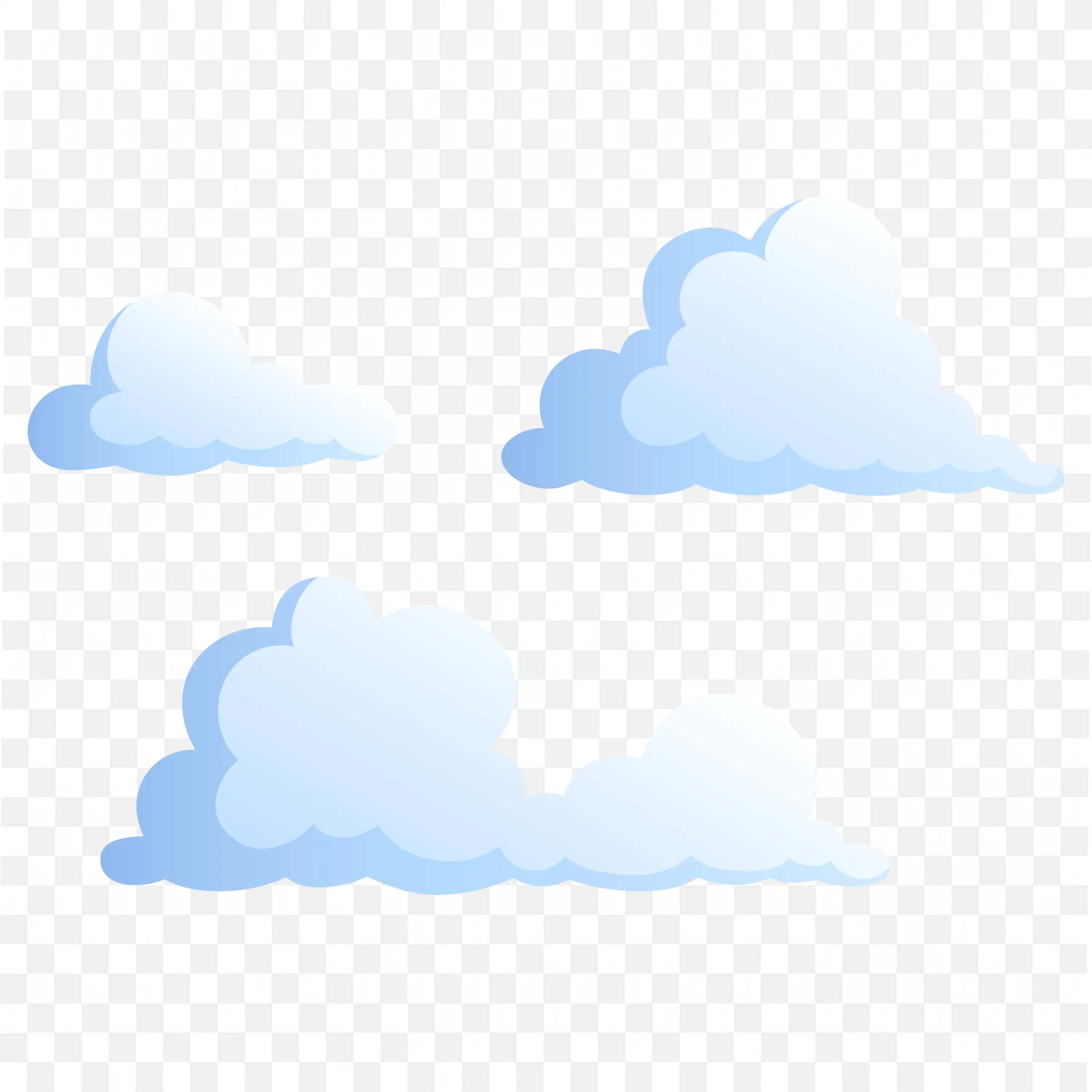 Light Blue Puffy Clouds Cartoon Style PNG Sky Art