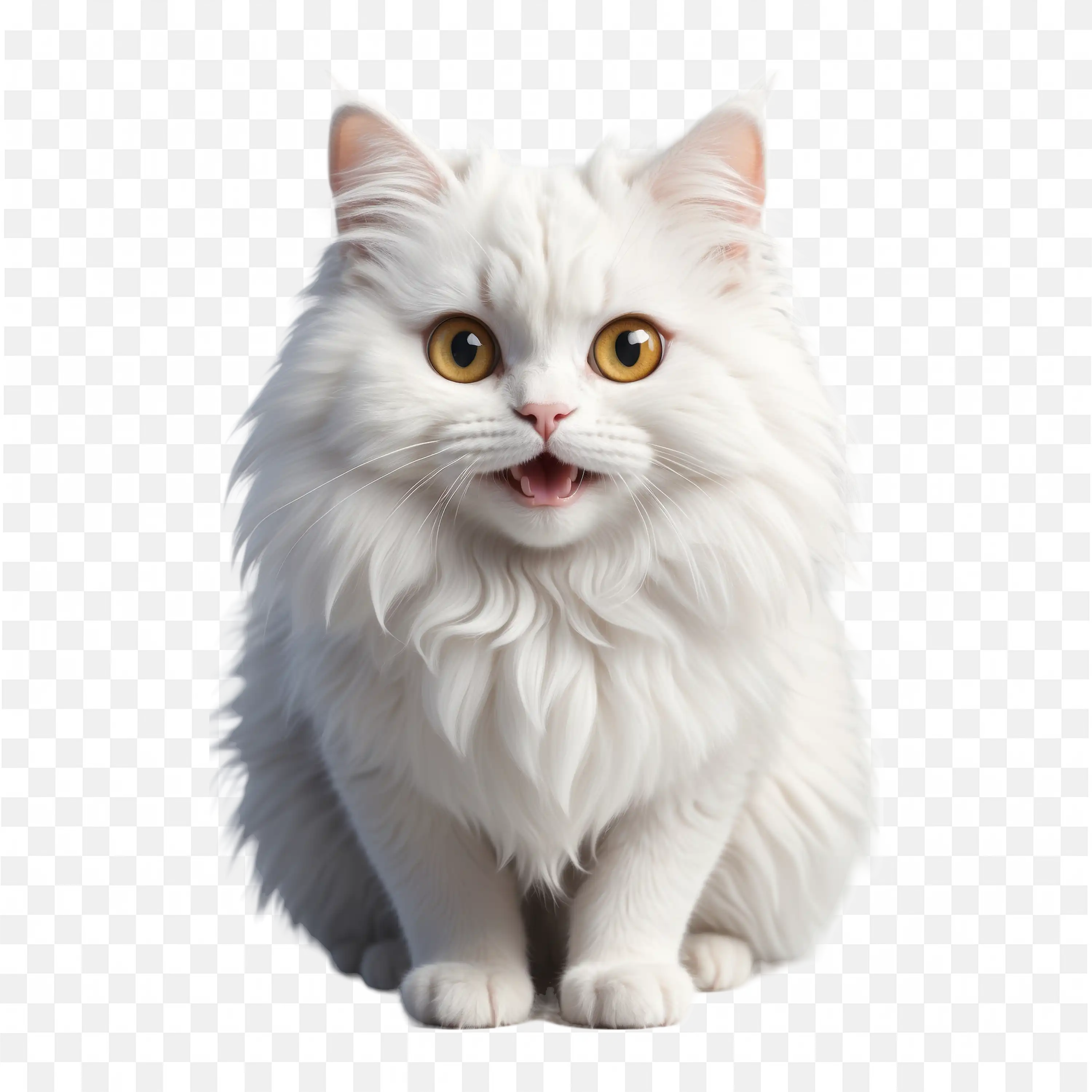 Long Haired White Cat Sitting Gracefully PNG Clipart Download