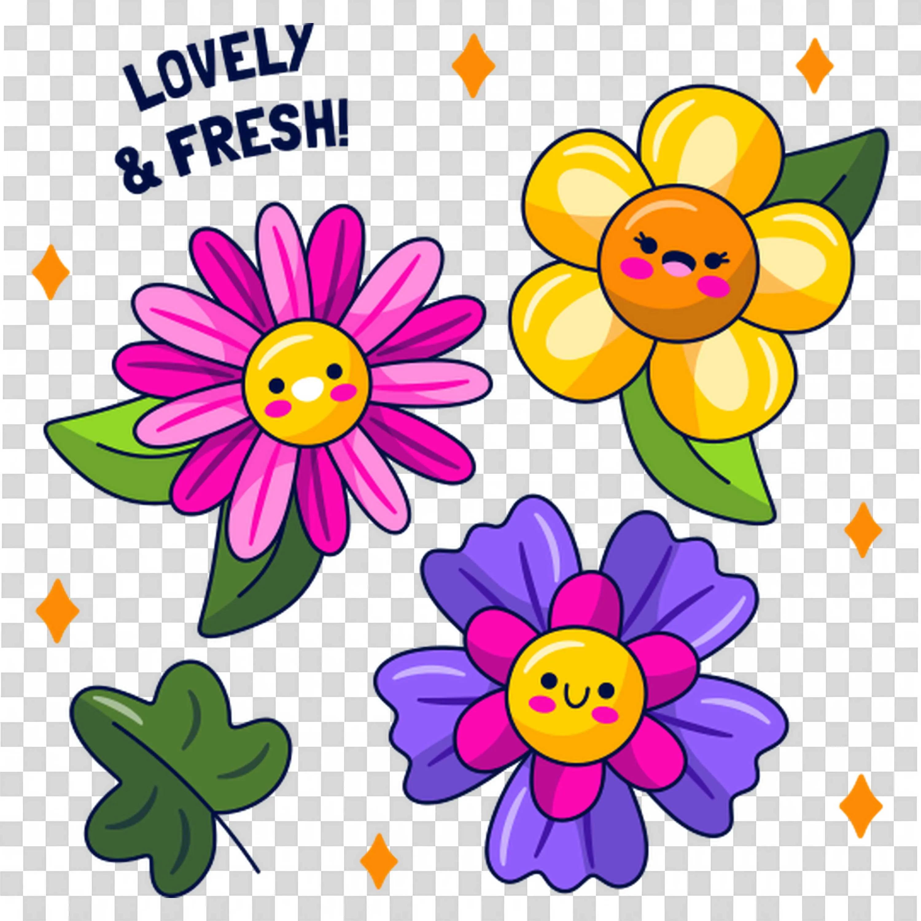 Lovely and Fresh Flowers with Smiling Faces PNGImage