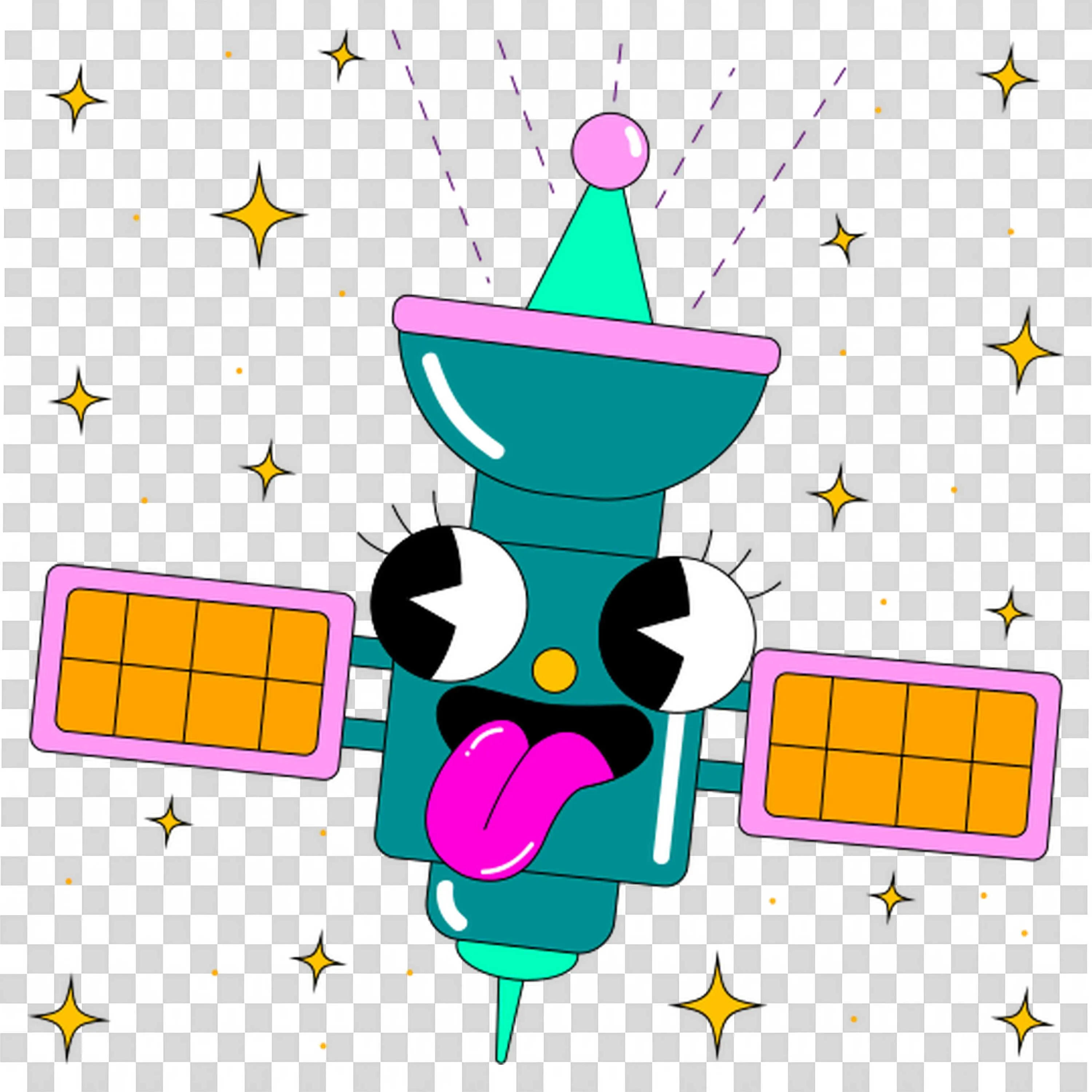 Magic Lab with Flask Beakers and Stars Around Bubbling Tube