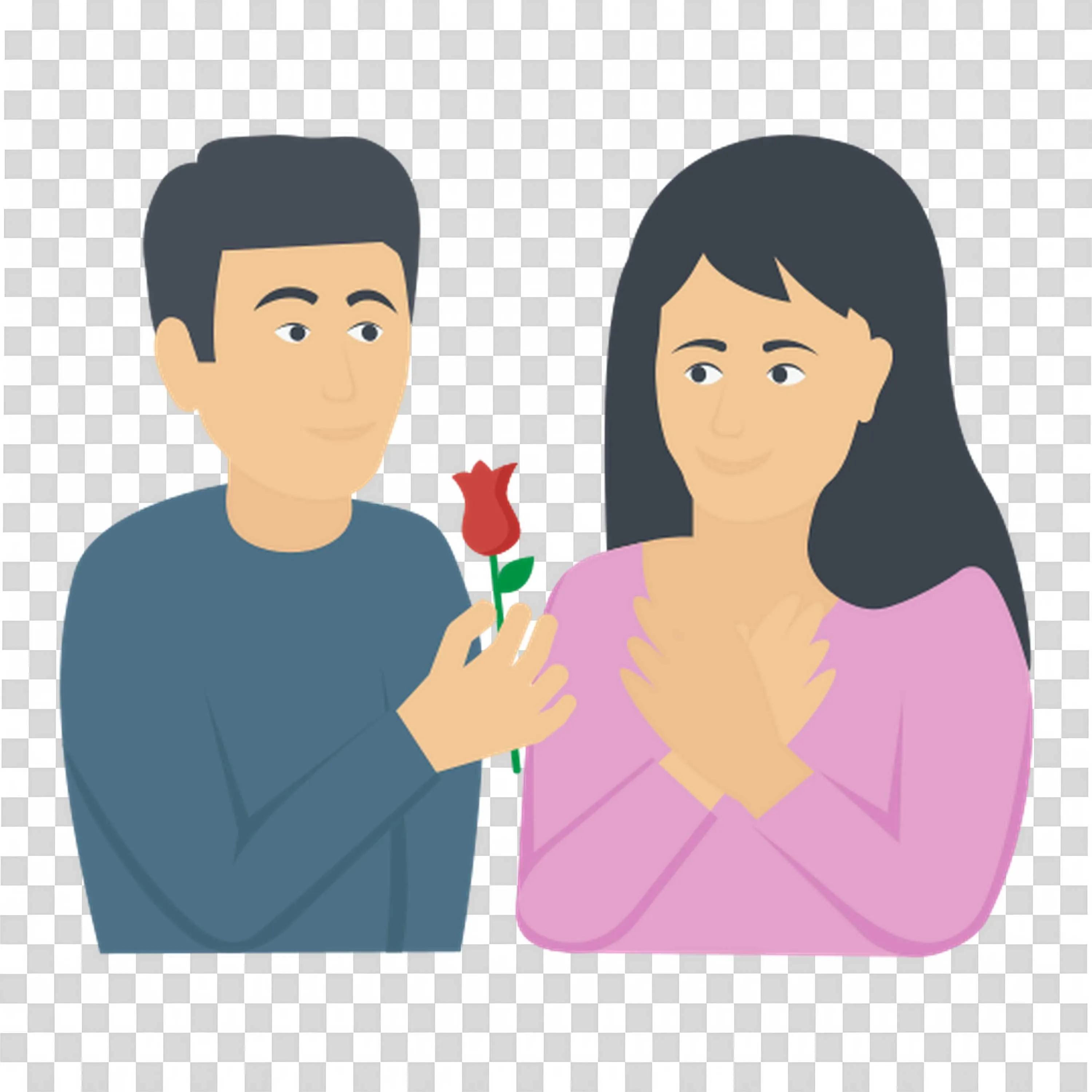 Man Gifting Flower To Woman Romantic Moment Free PNG