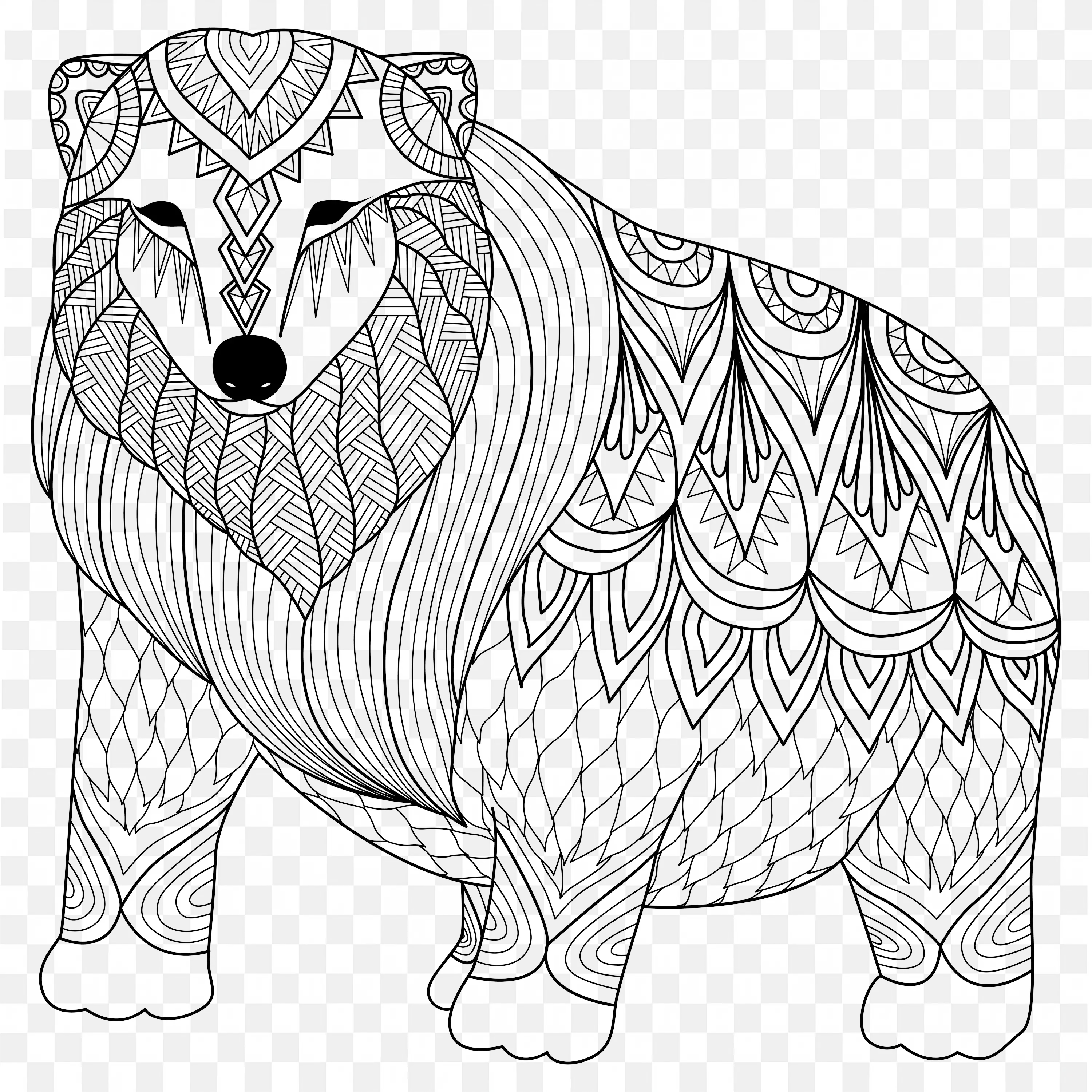 Mandala Bear PNG Animal Line Art Nature Clip Drawing Design