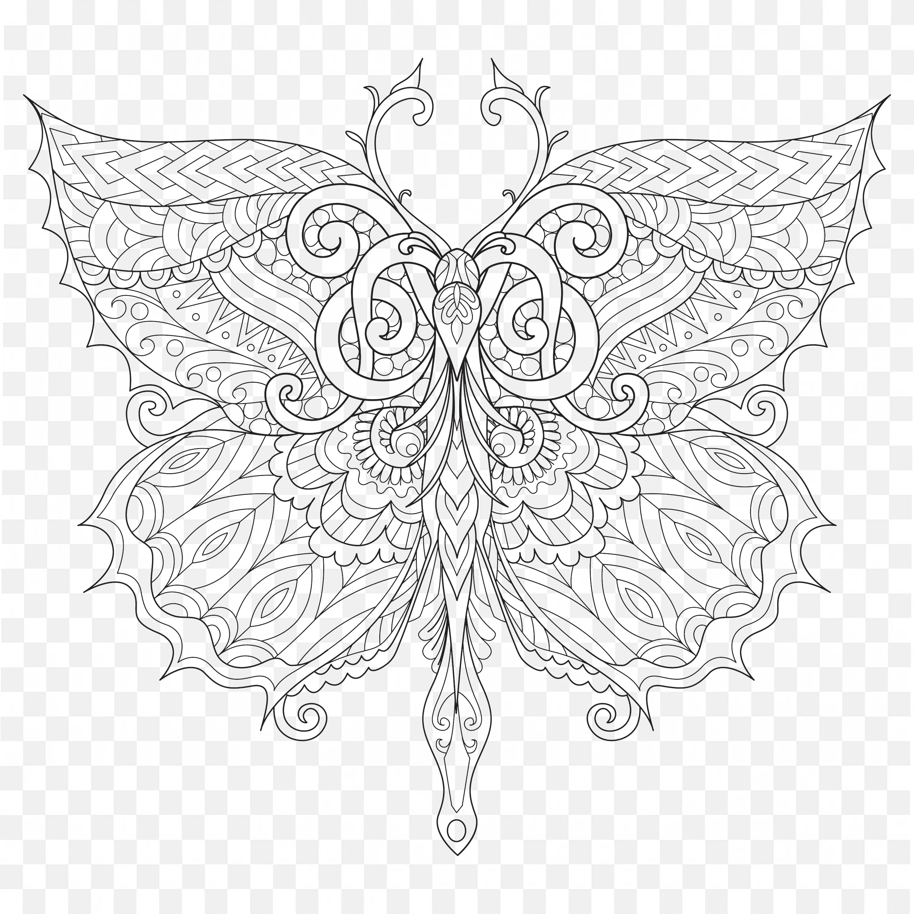 Mandala Butterfly PNG Nature Insect Clip Art Line Drawing