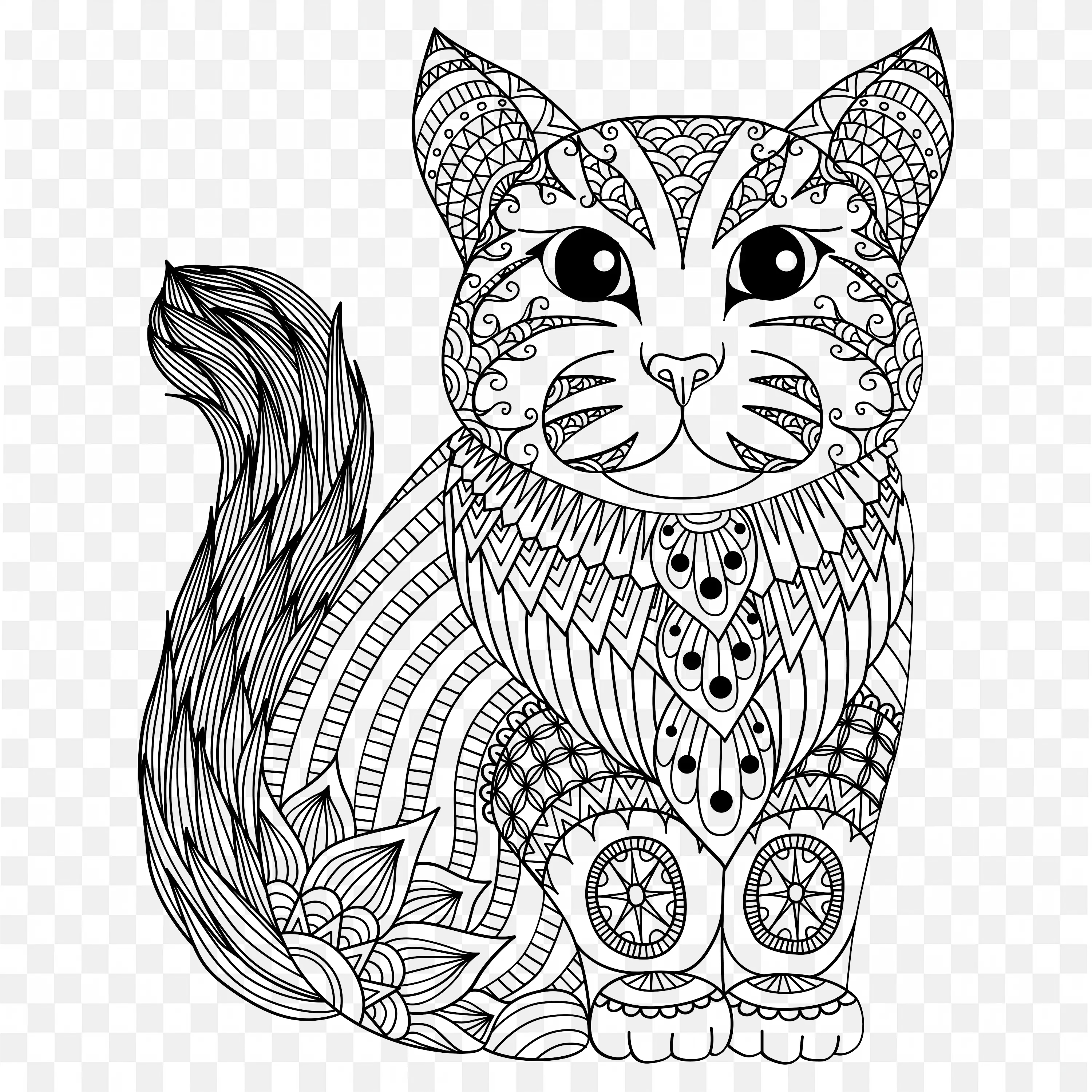 Mandala Cat PNG Cute Pet Animal Nature Clip Drawing Design