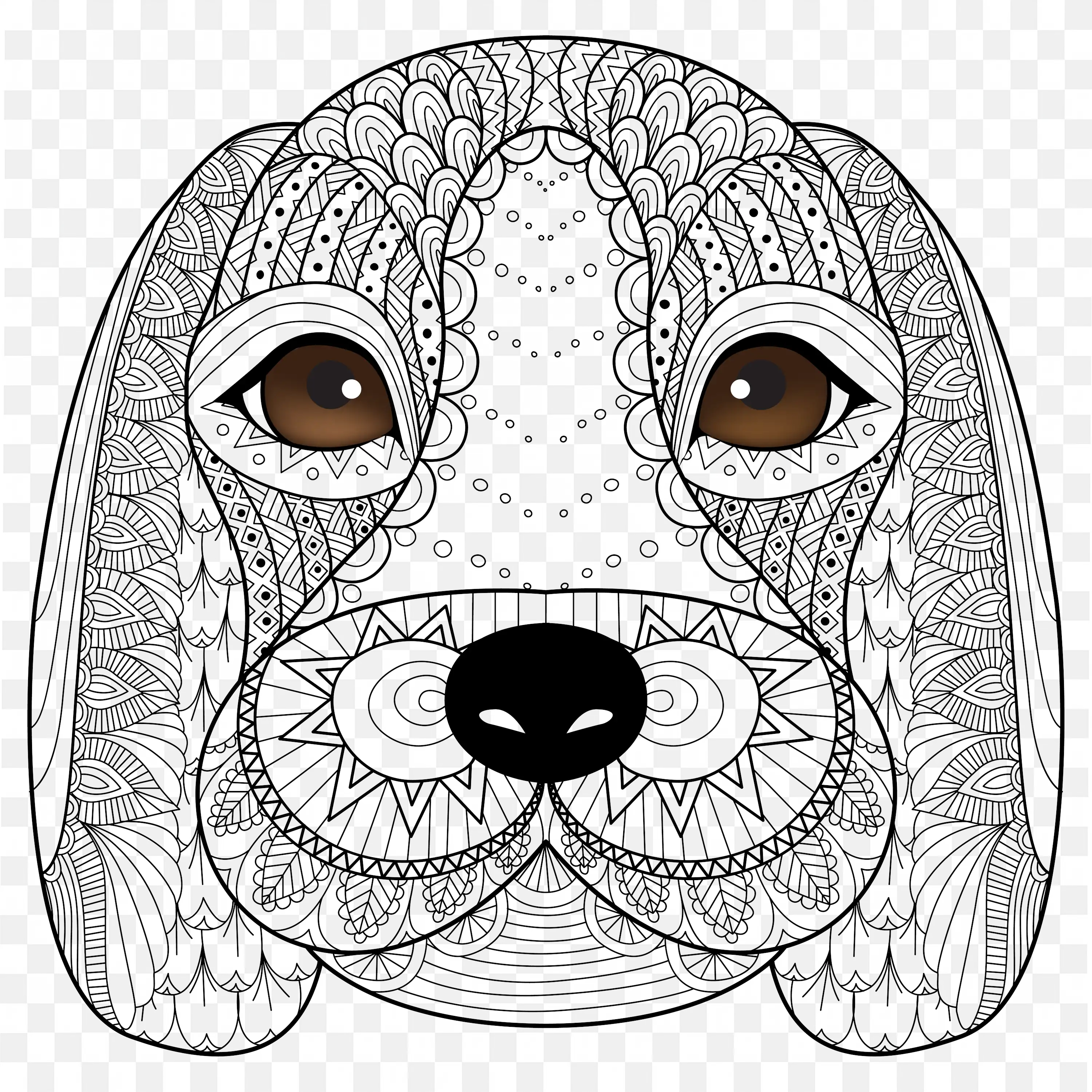 Mandala Dog Face PNG Line Art Nature Animal Clip Design Art
