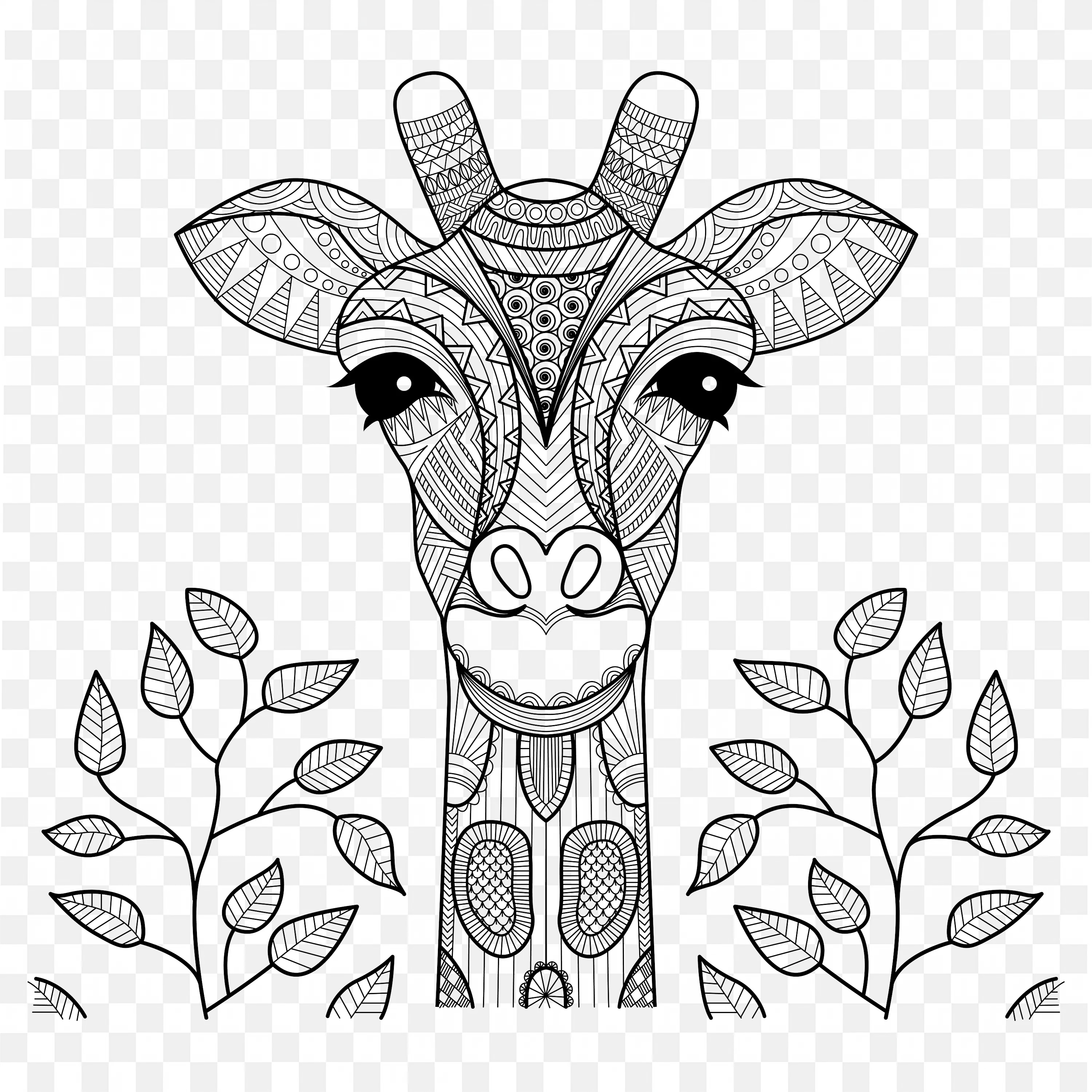 Mandala Giraffe PNG Animal Line Art Nature Clip Drawing Design