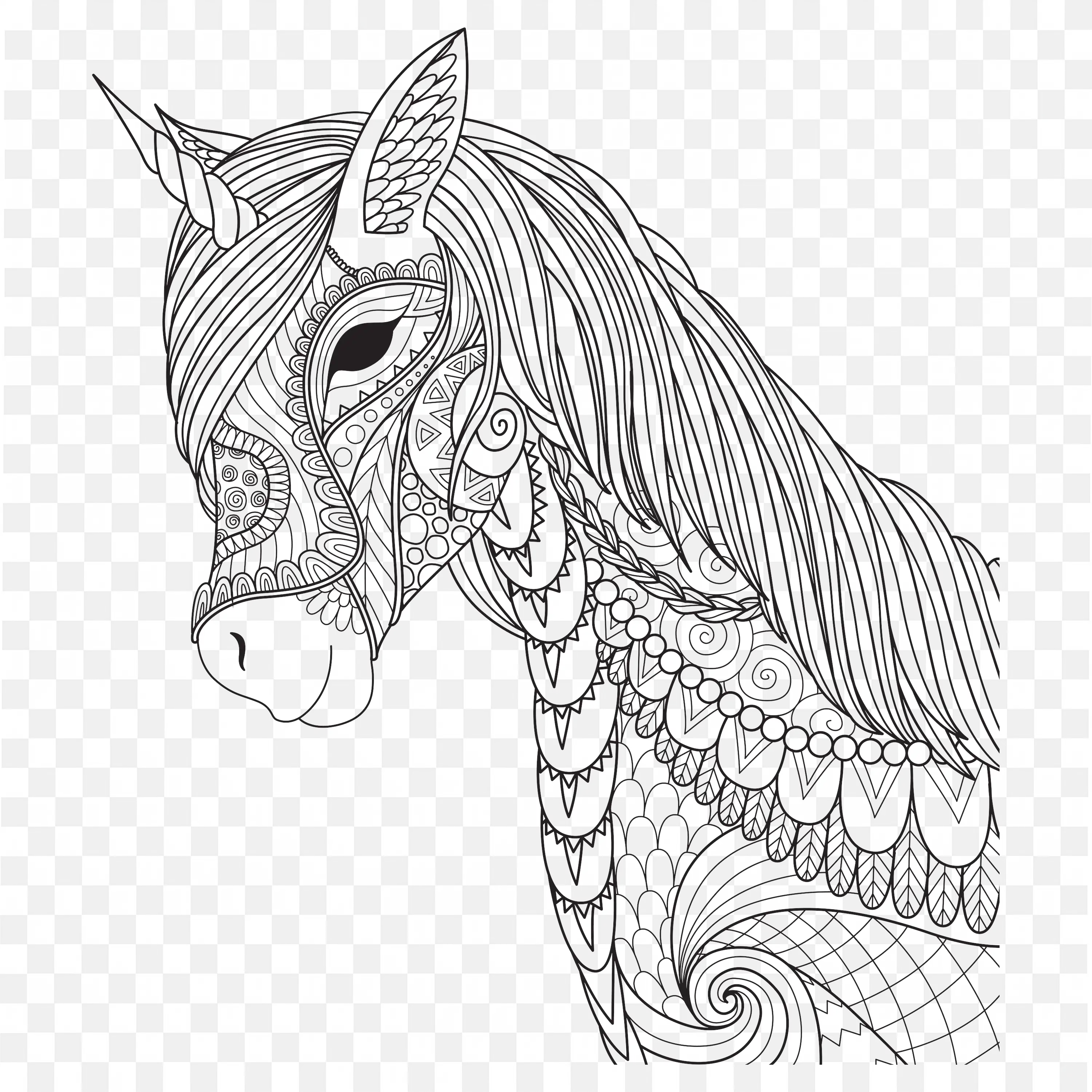 Mandala Horse PNG Line Art Animal Nature Clip Drawing Art