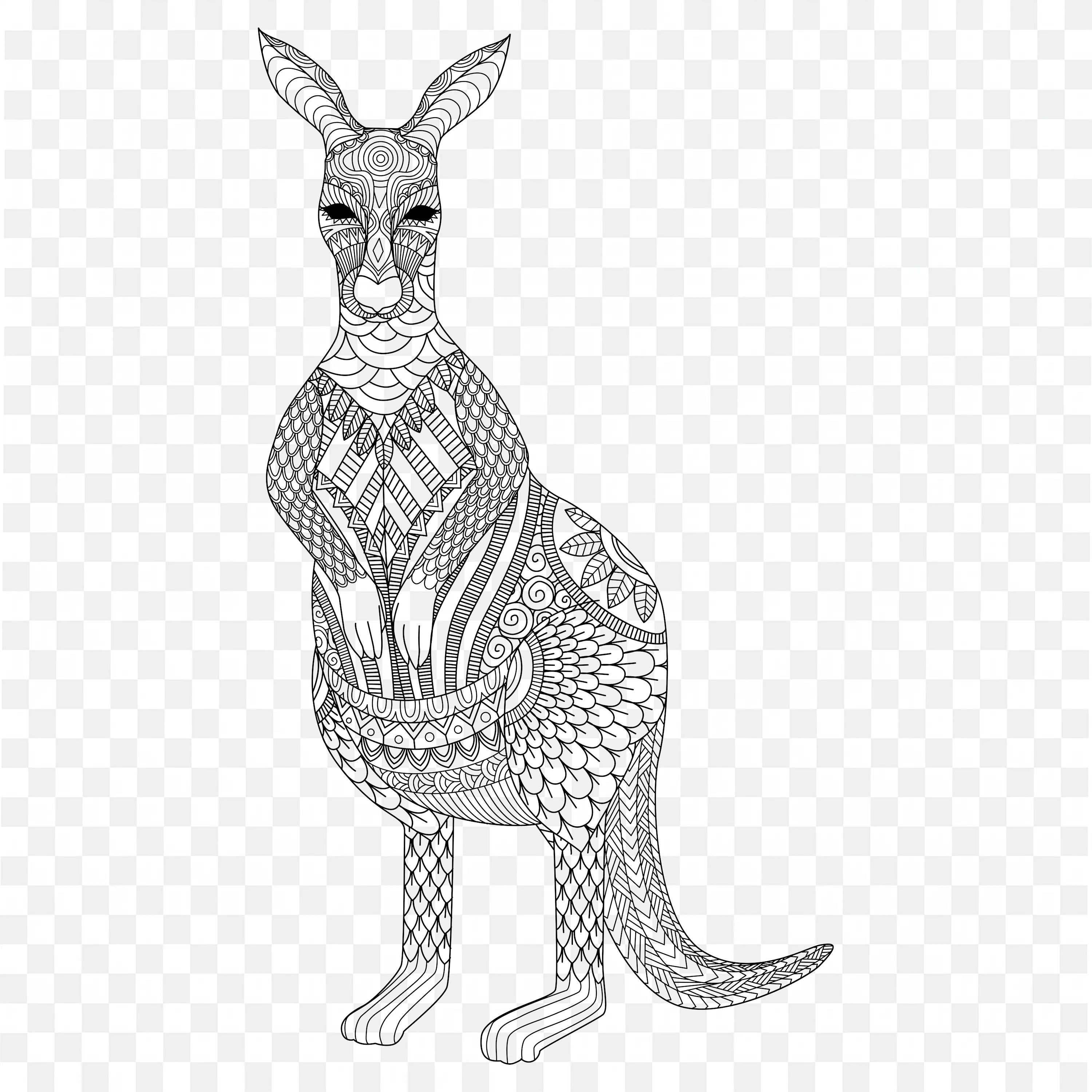 Mandala Kangaroo PNG Animal Line Art Nature Clip Drawing