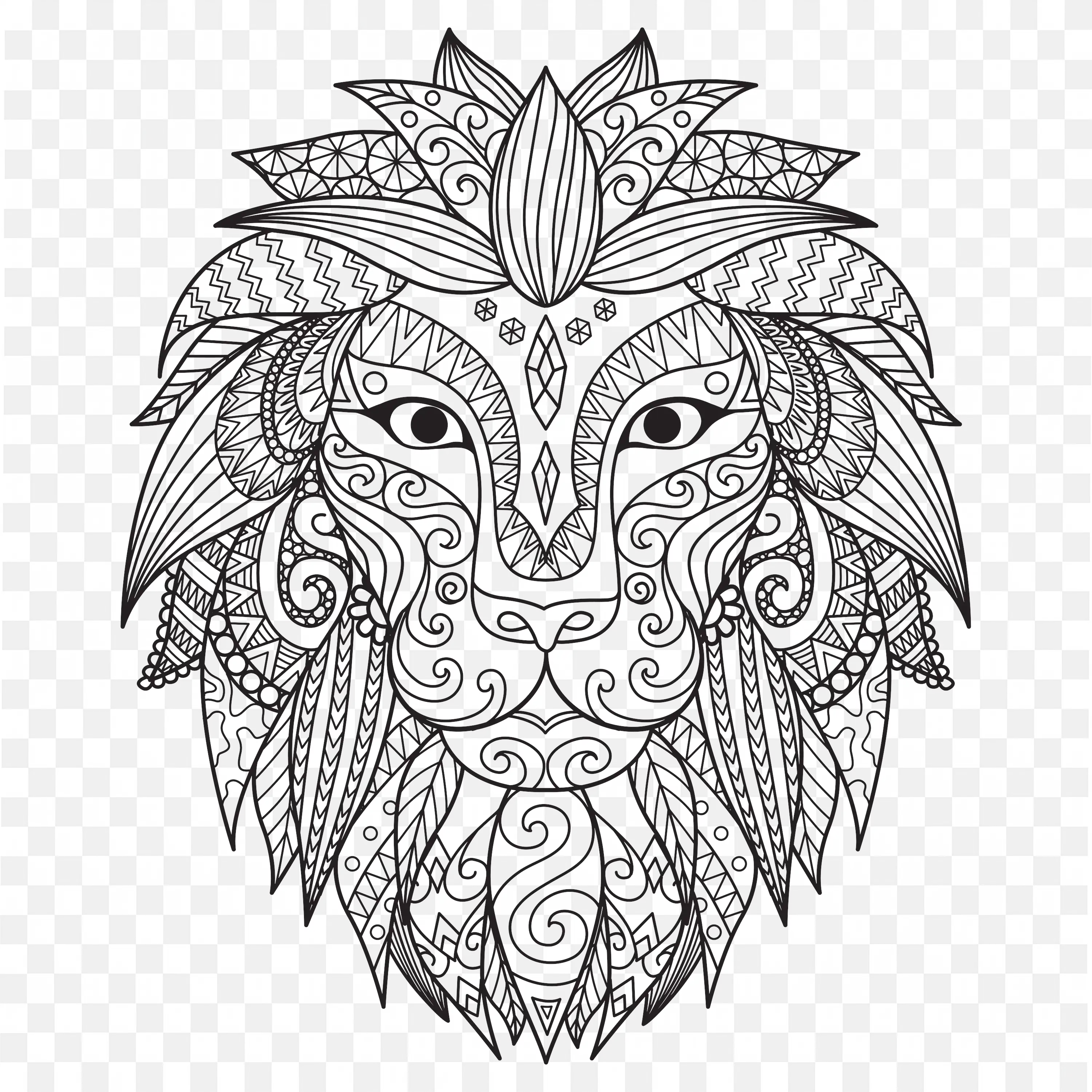 Mandala Lion PNG Nature Animal King Line Art Graphic Design
