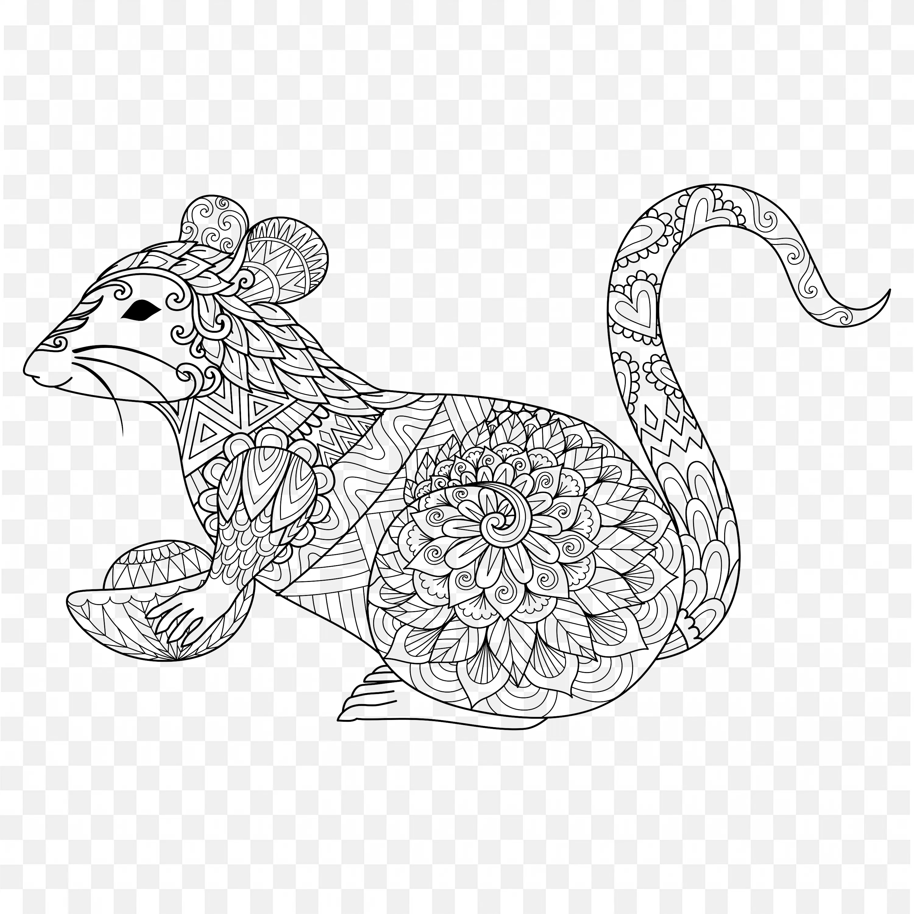 Mandala Mouse PNG Animal Line Art Nature Clip Drawing Design