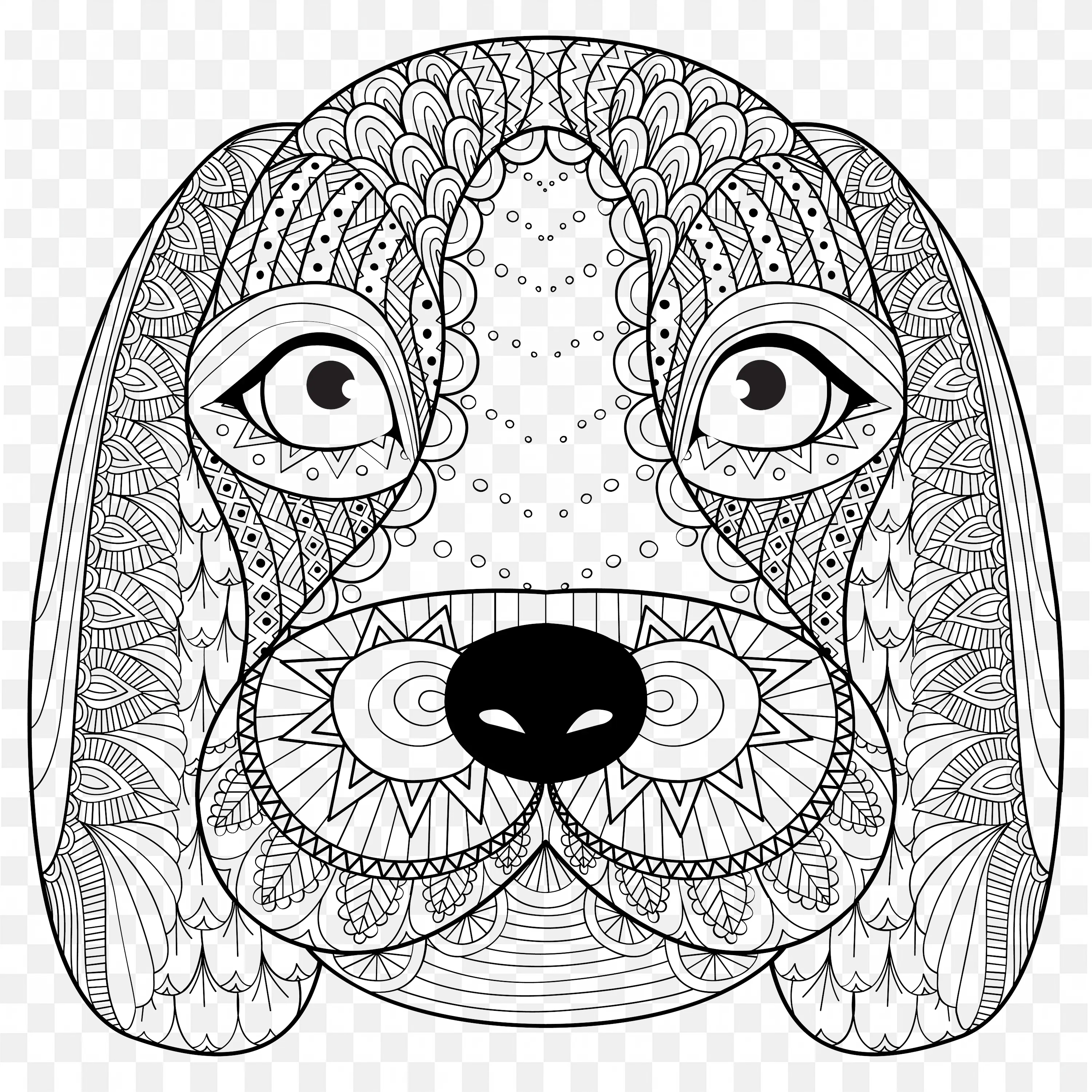 Mandala Puppy Face PNG Line Art Cute Animal Nature Artwork