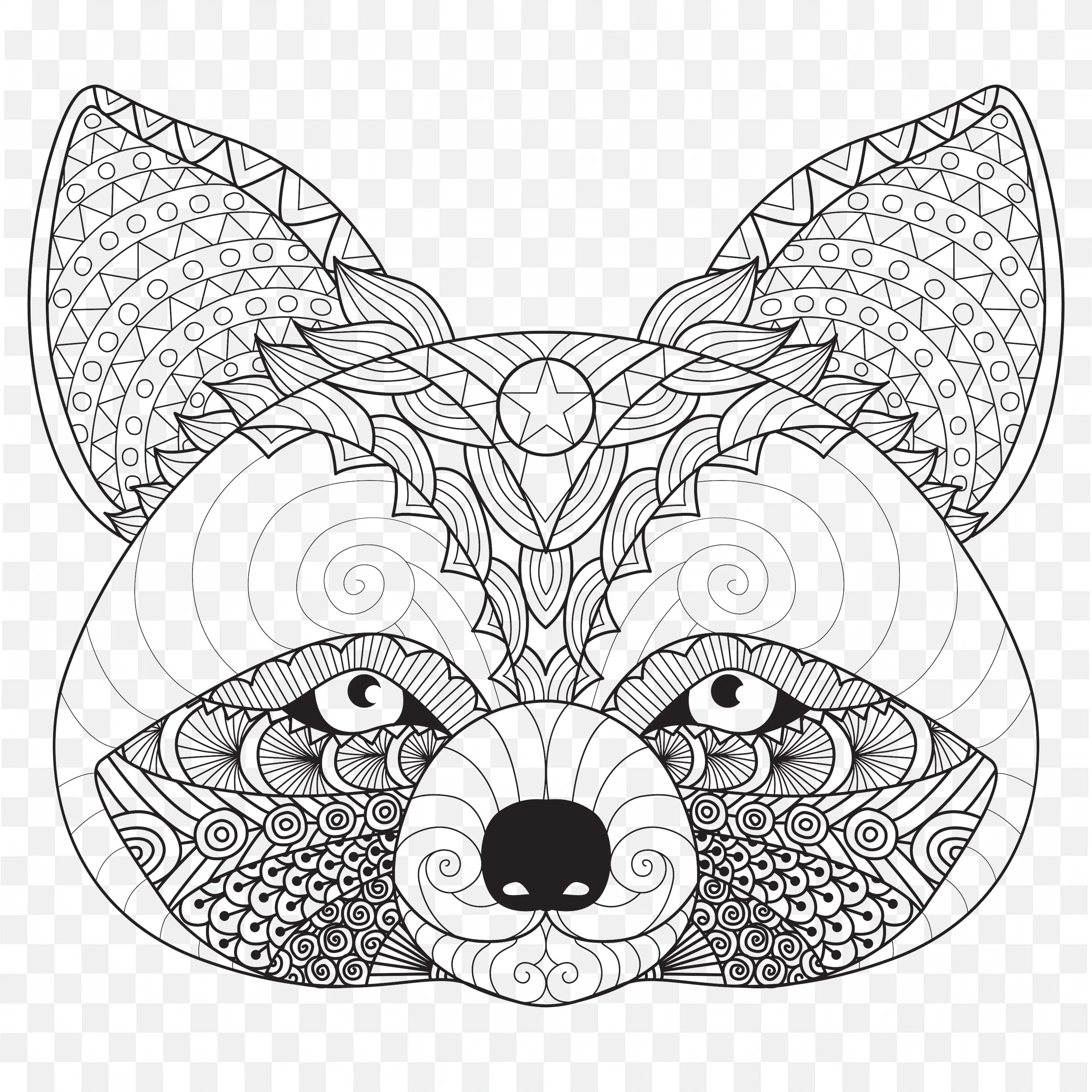 Mandala Raccoon PNG Animal Line Art Nature Clip Drawing