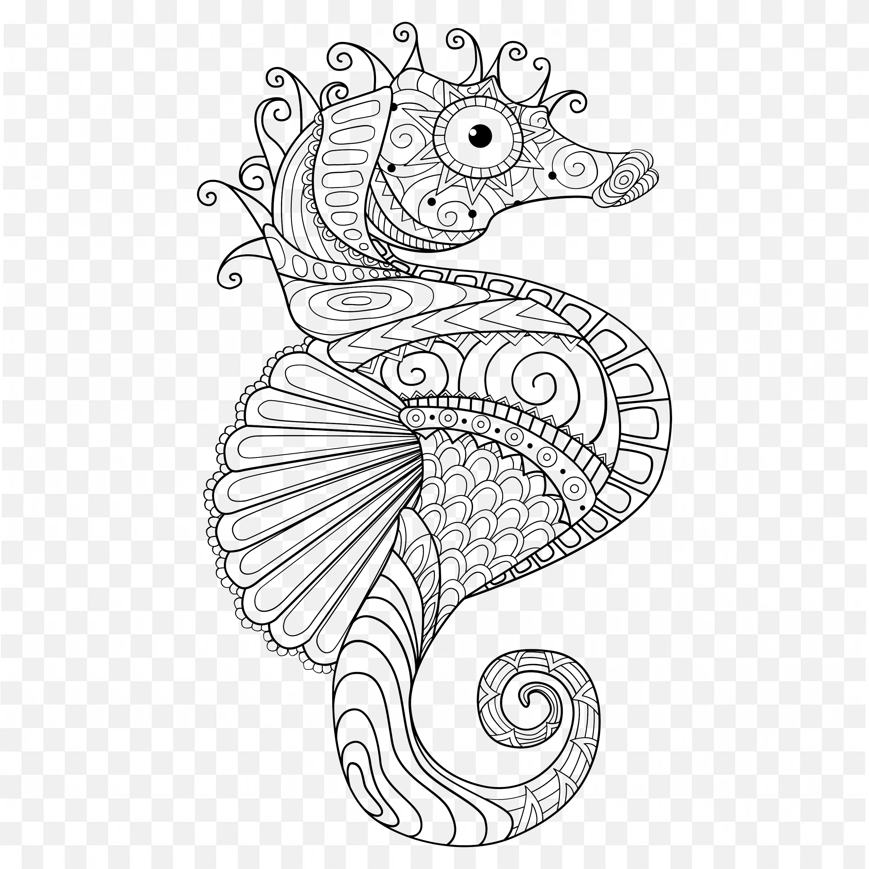 Mandala Seahorse PNG Animal Line Art Nature Clip Drawing Design