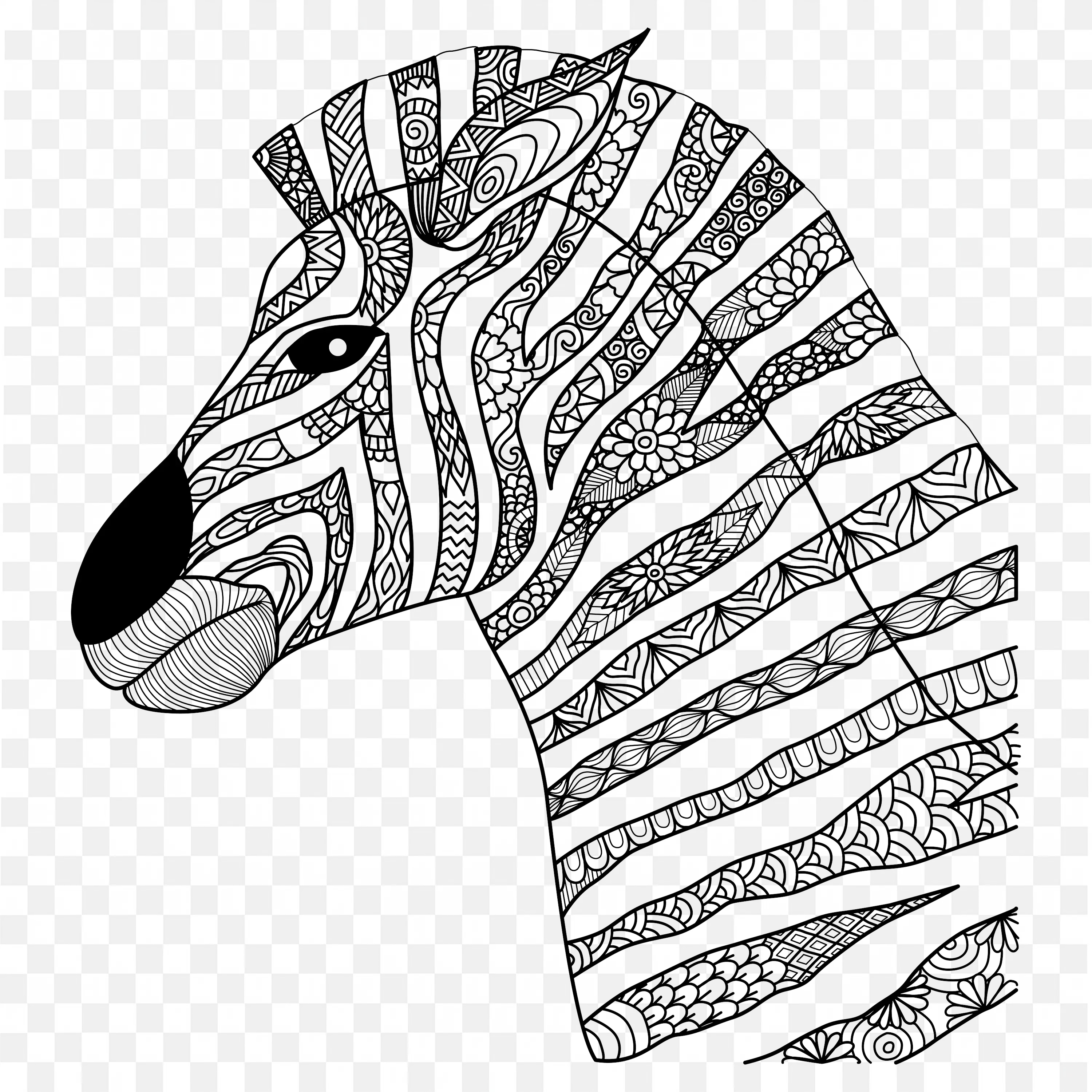 Mandala Zebra PNG Animal Line Art Nature Clip Drawing Design