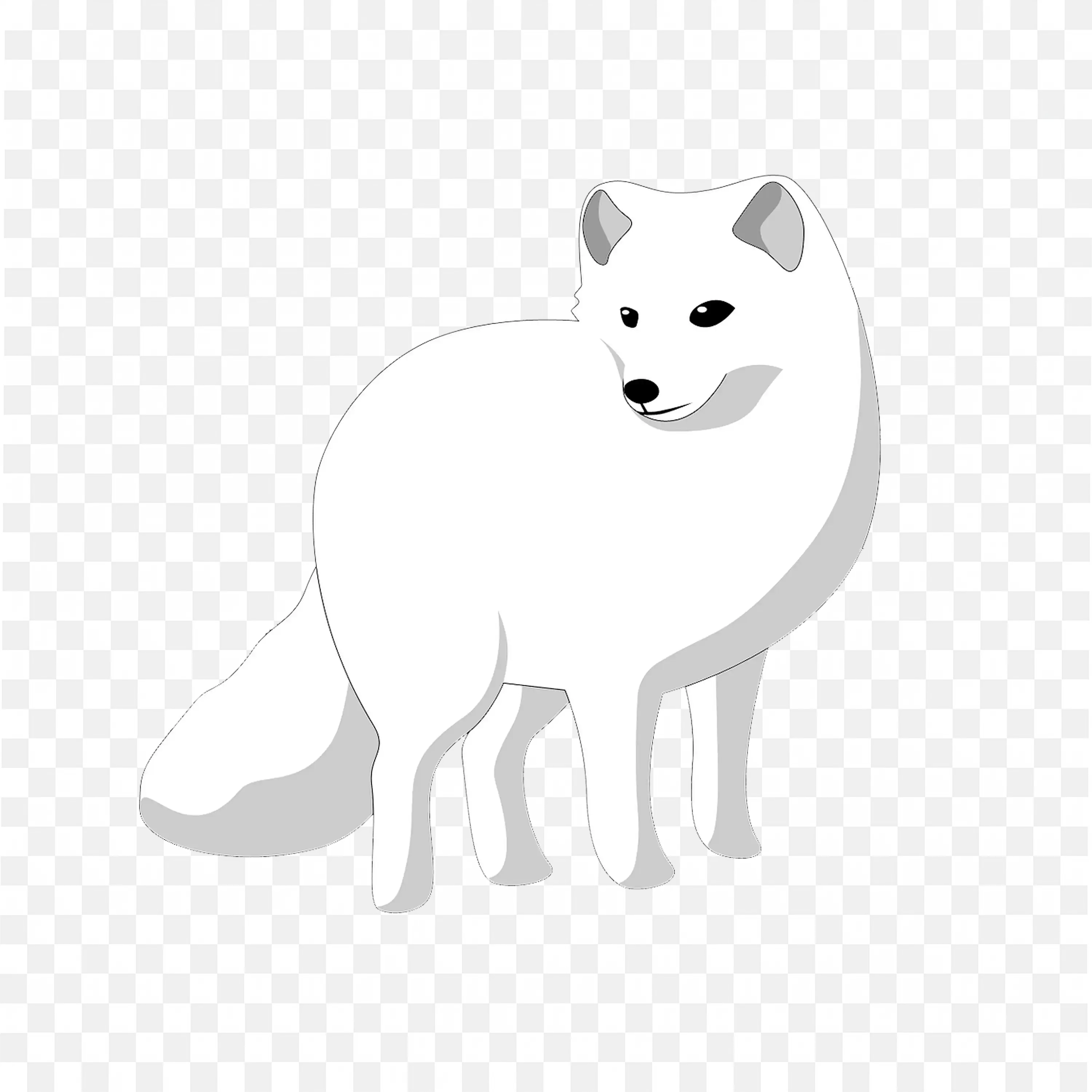 Minimalist Arctic Fox Clip Art White Cute Nature Animal PNG