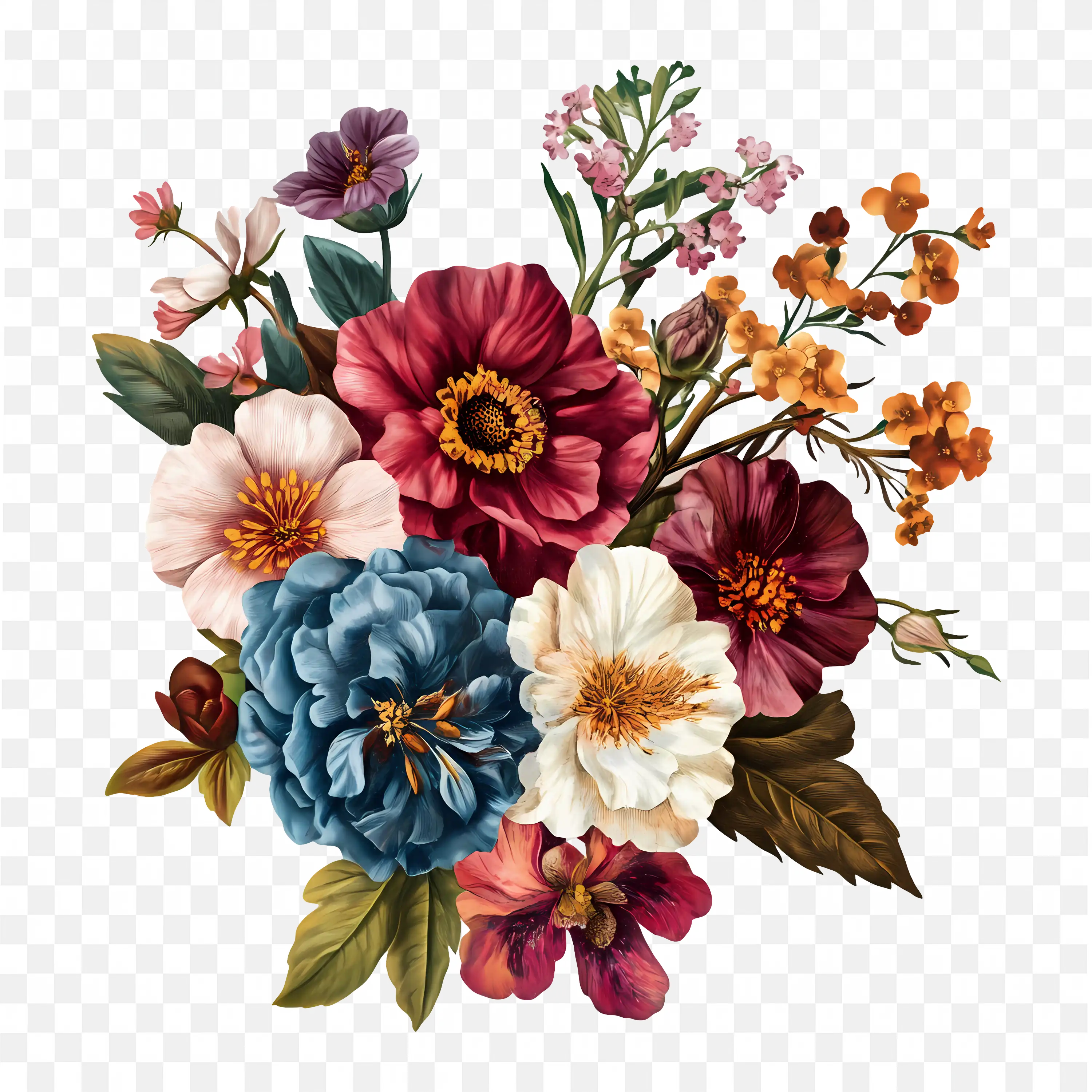 Mixed Flower Bouquet PNG Nature Clip Art Colorful Design