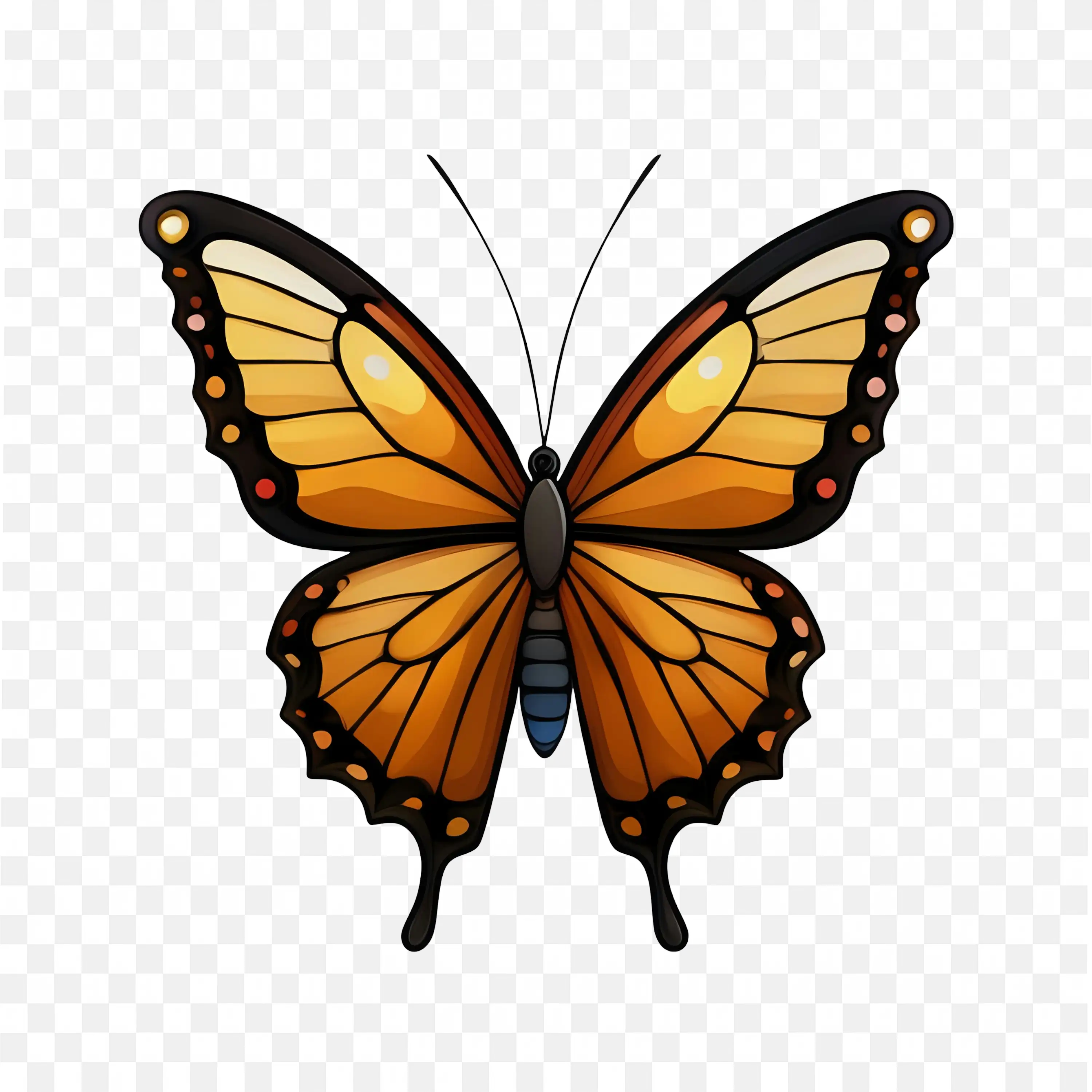 Monarch Butterfly Isolated Wings Open PNG Transparent