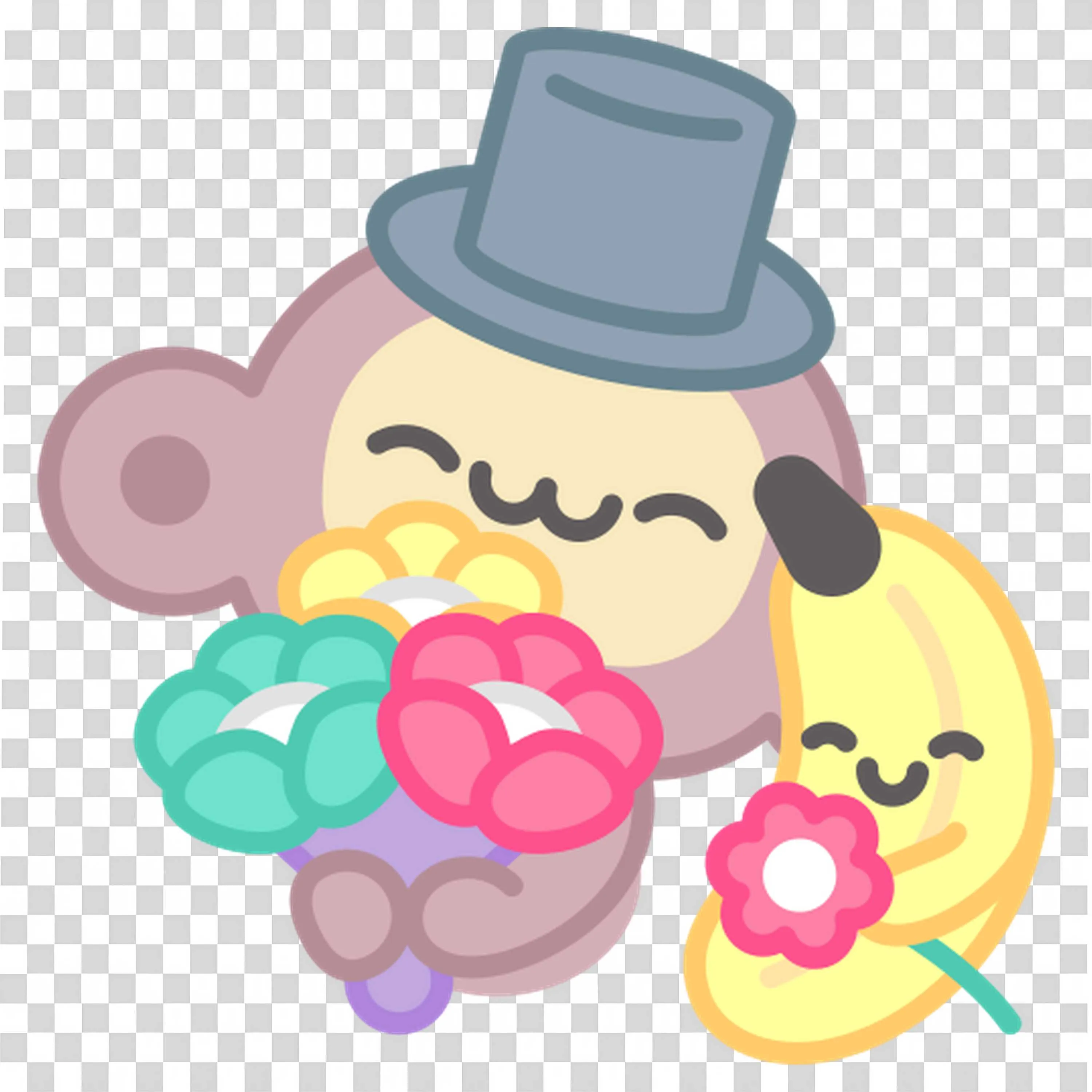 Monkey and Banana Couple Wearing Top Hats Together