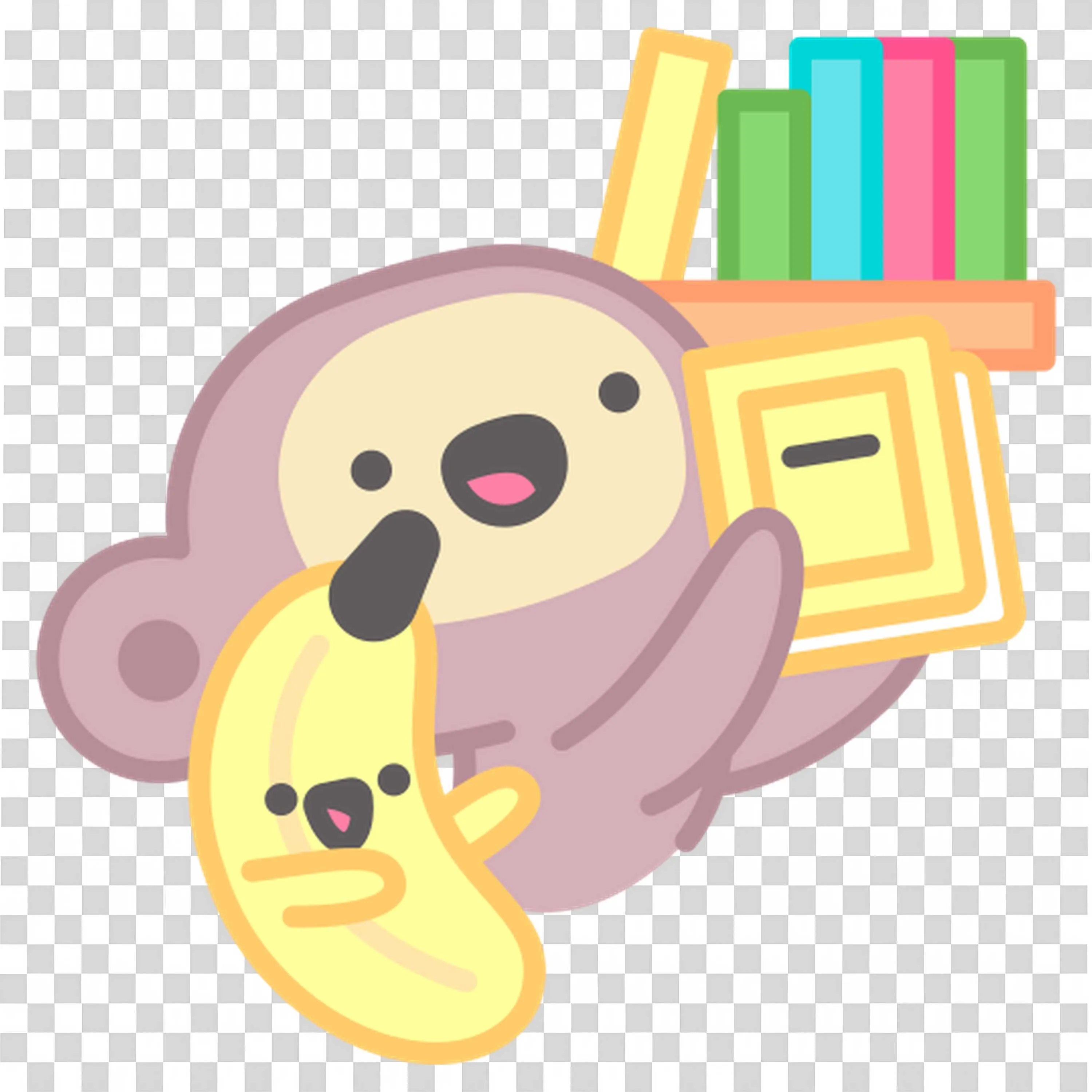 Monkey Carrying Two Books and Smiling with Excitement
