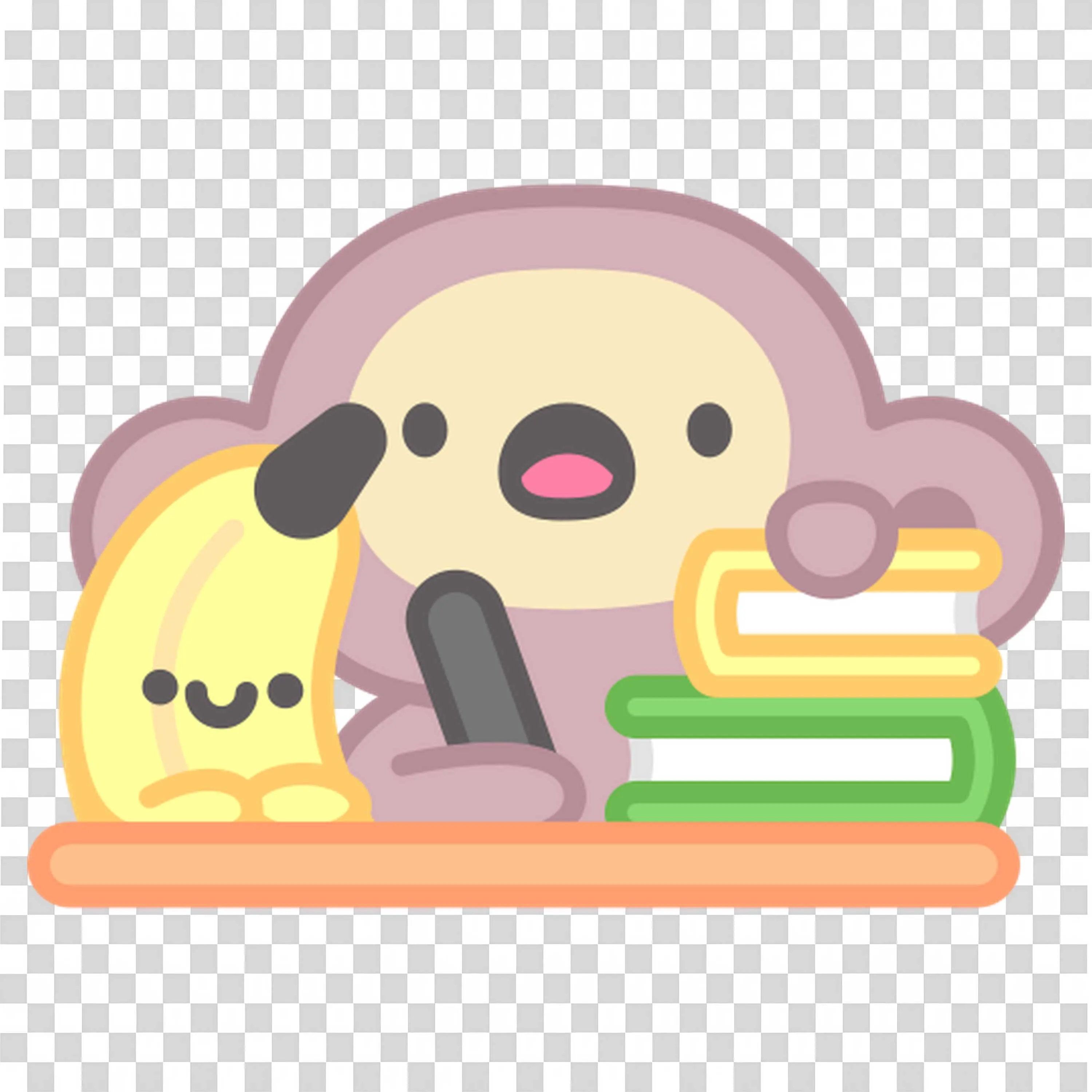 Monkey Holds Books and Banana in Balanced Study Life