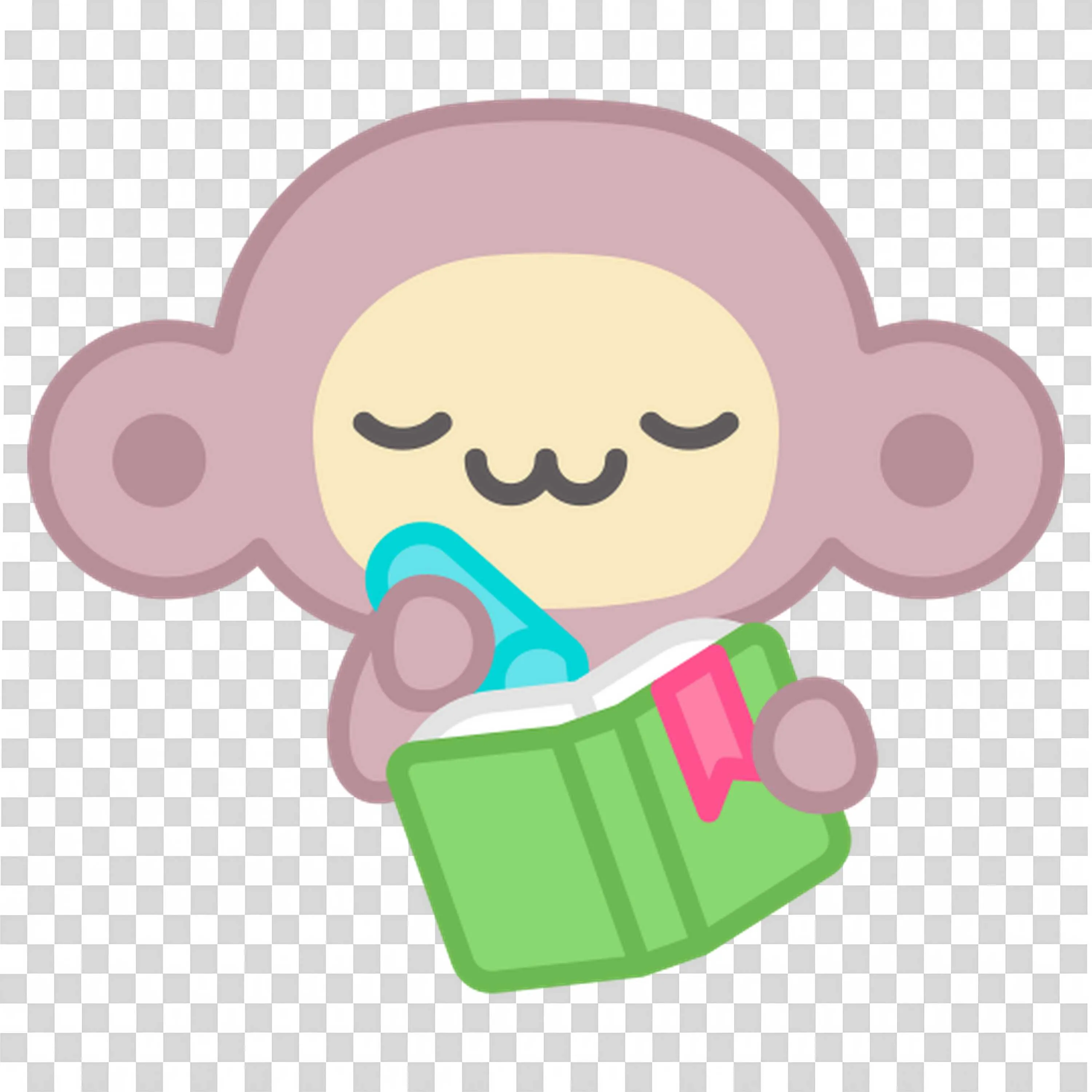 Monkey Reads Book to Enjoy Quiet School Moment Png