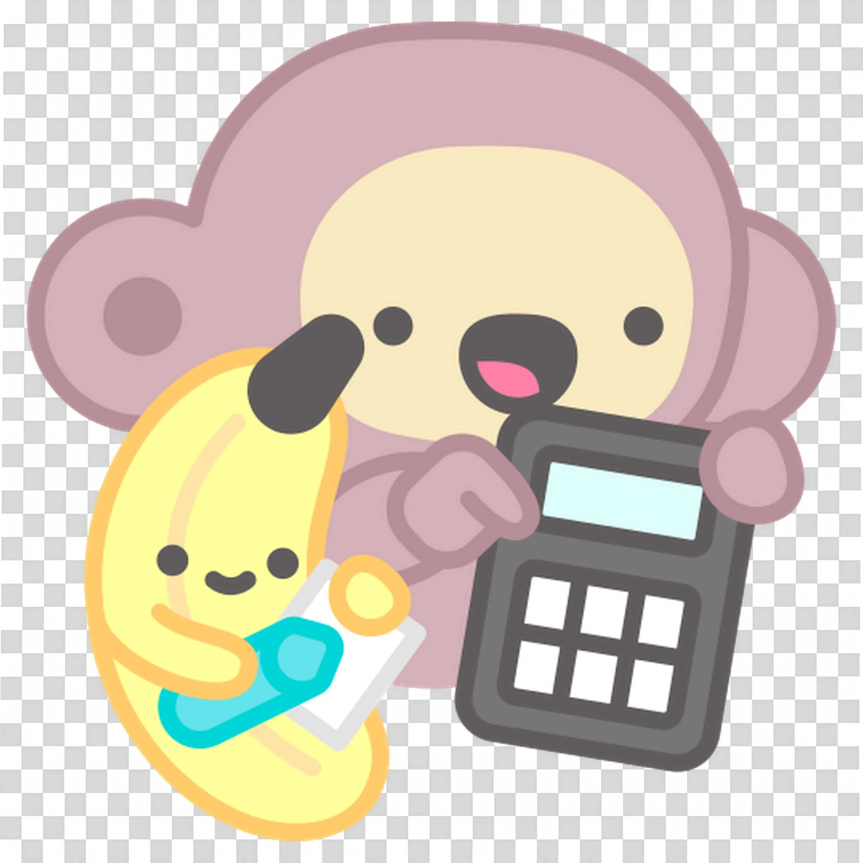 Monkey Solving Math Using a Calculator and Small Notepad