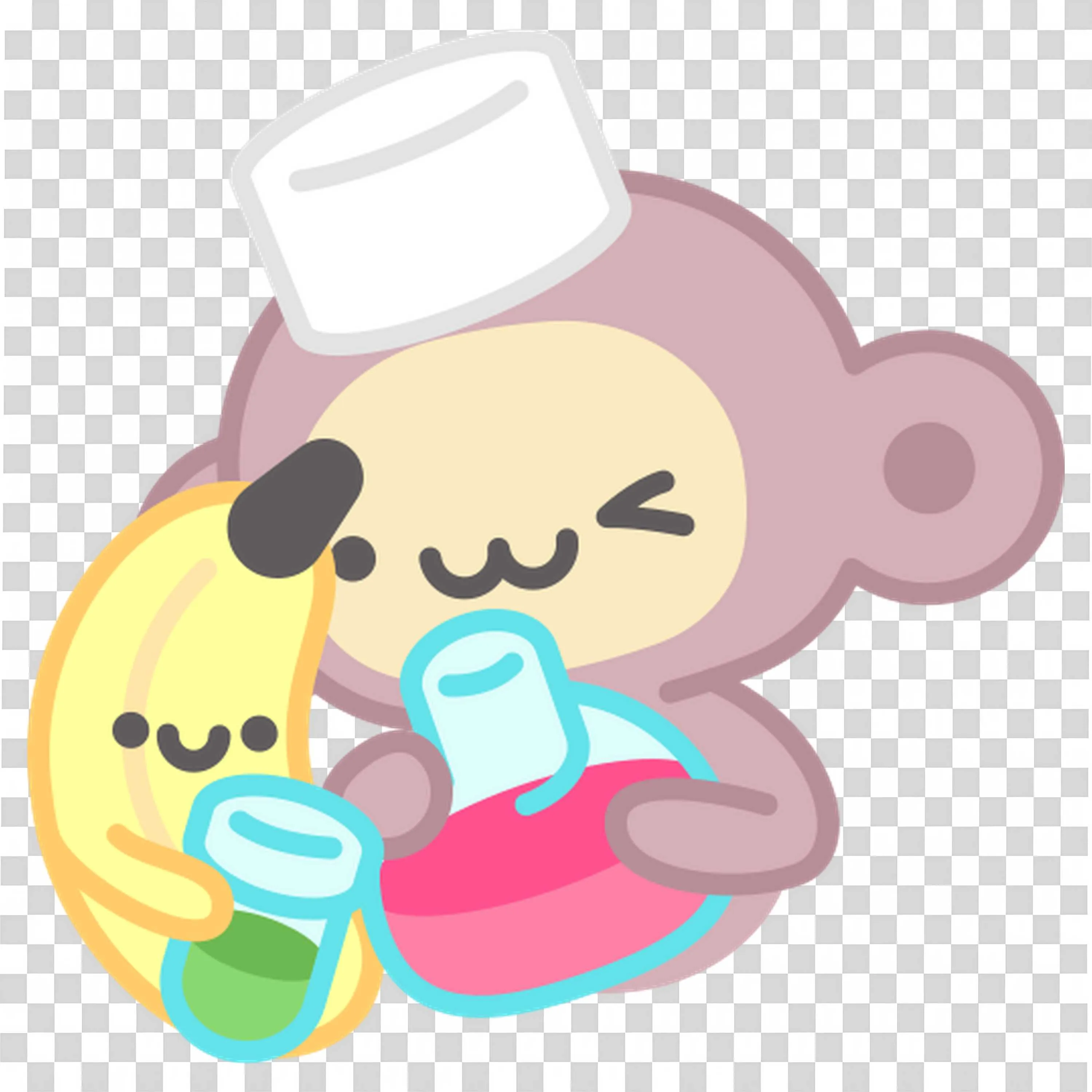 Monkey with White Hat Holding Pink Book and Smiling Widely