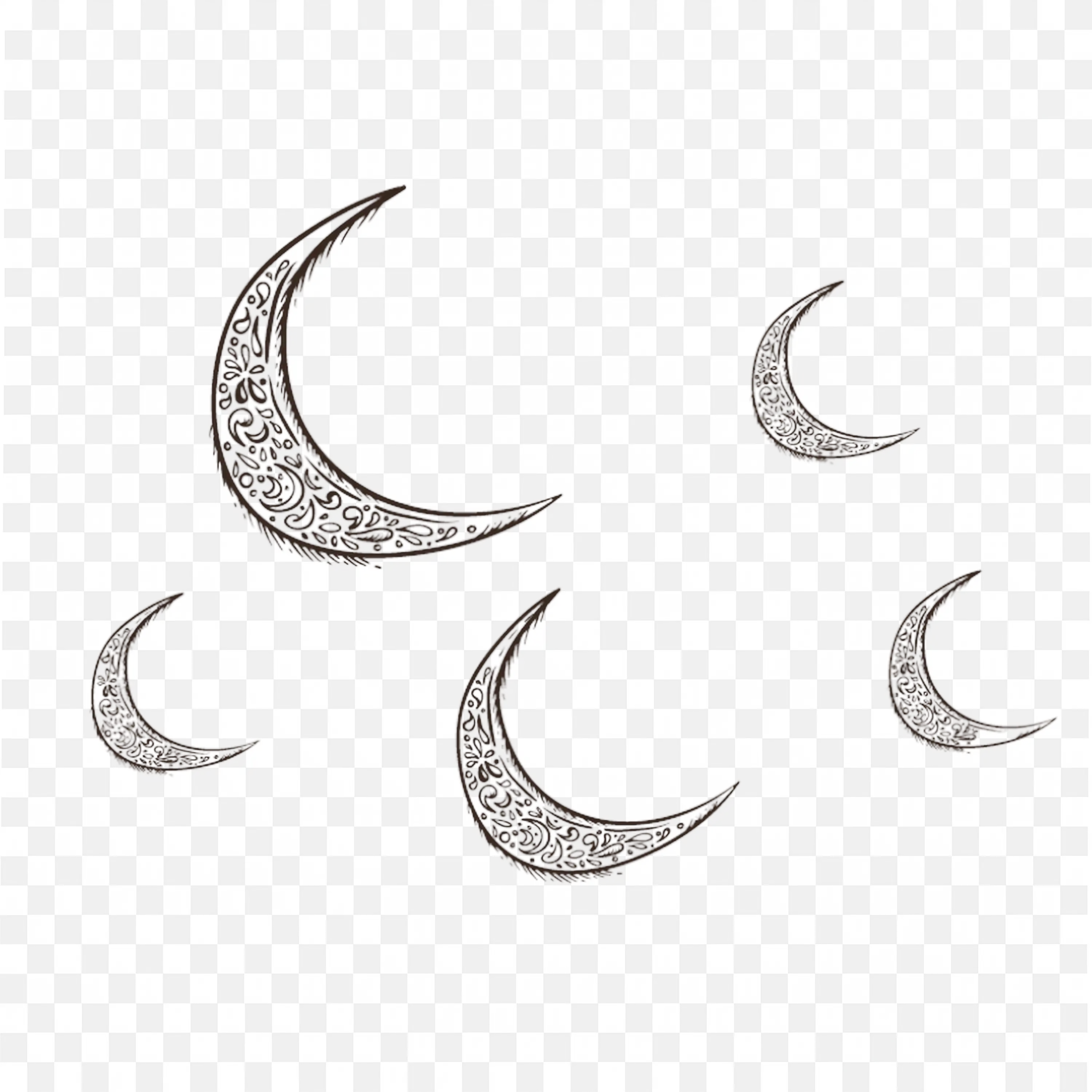 Multiple Crescent Moons Vector PNG Image Free for Projects
