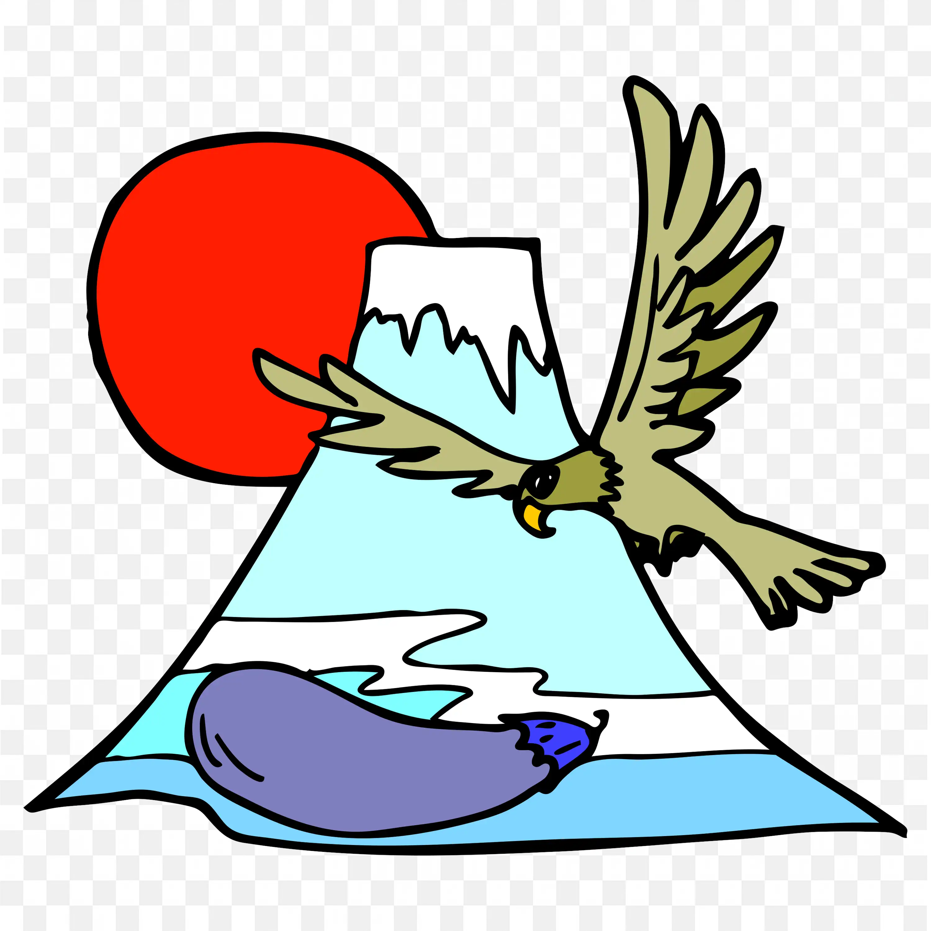 Nature Scene with Mountain and Sun Abstract PNG Clip