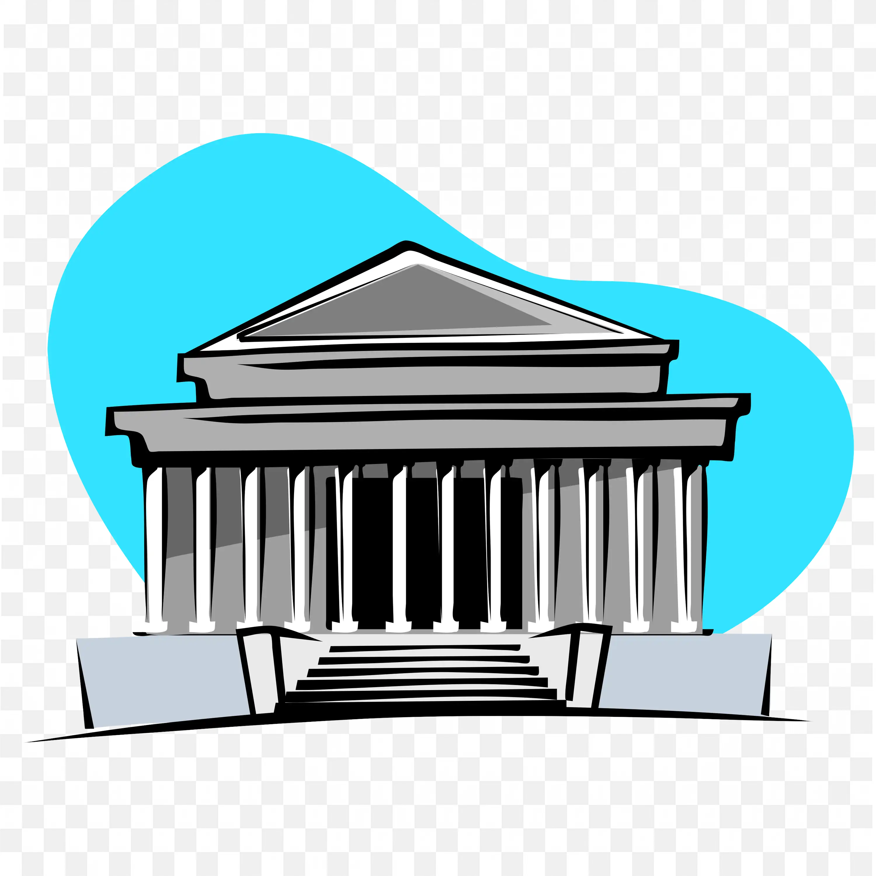 Neoclassical Building Illustration Parthenon Style Facade