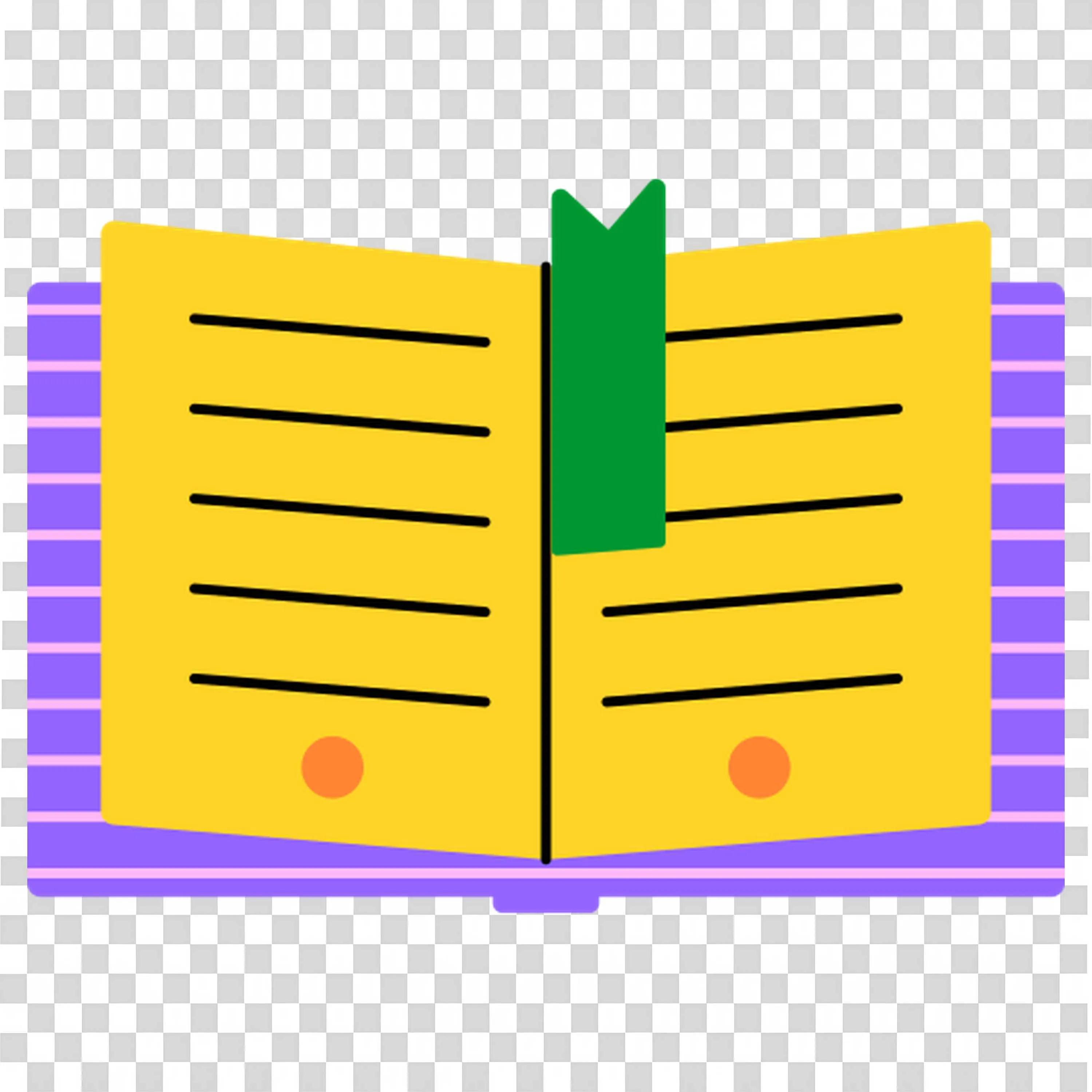 Open Yellow and Purple Book with Bookmark in The Middle